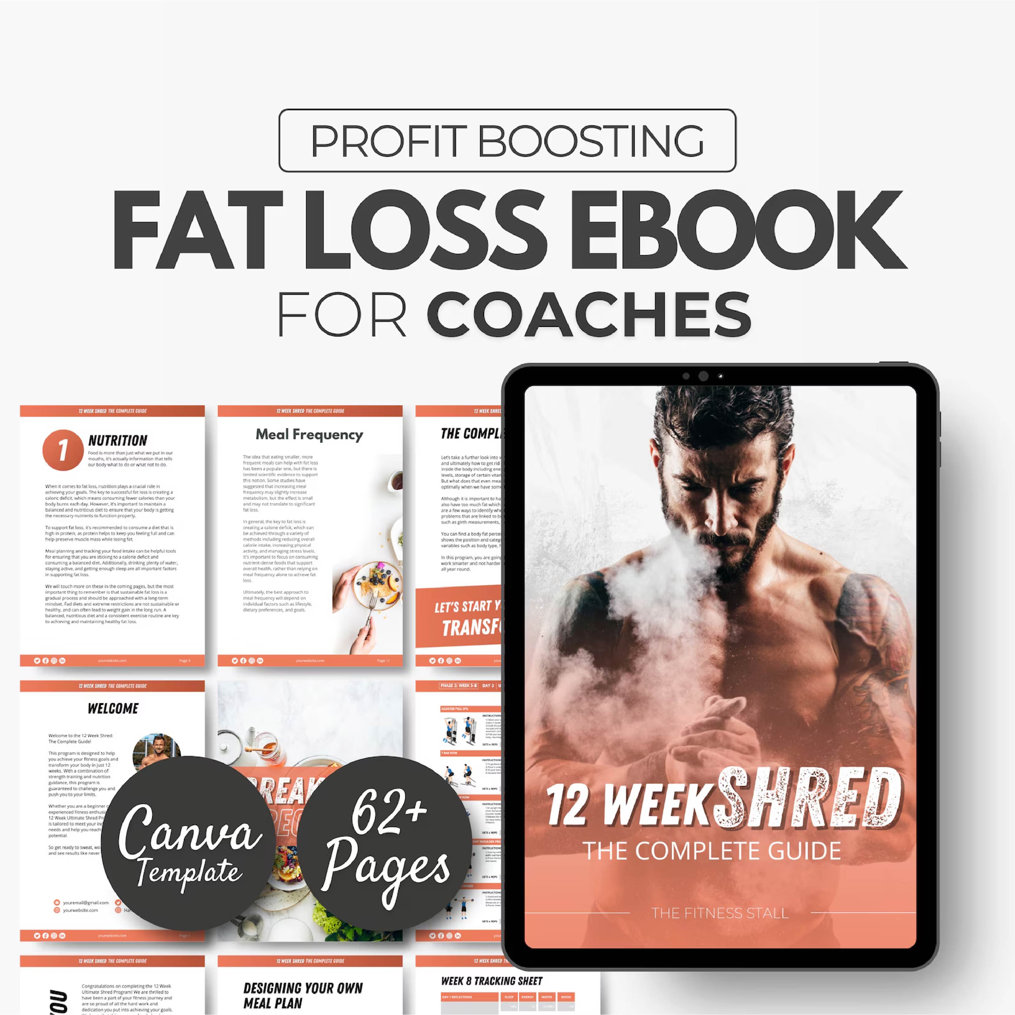 12-Week Fat Loss Program for Men | Editable Canva Template for Fitness Coaches