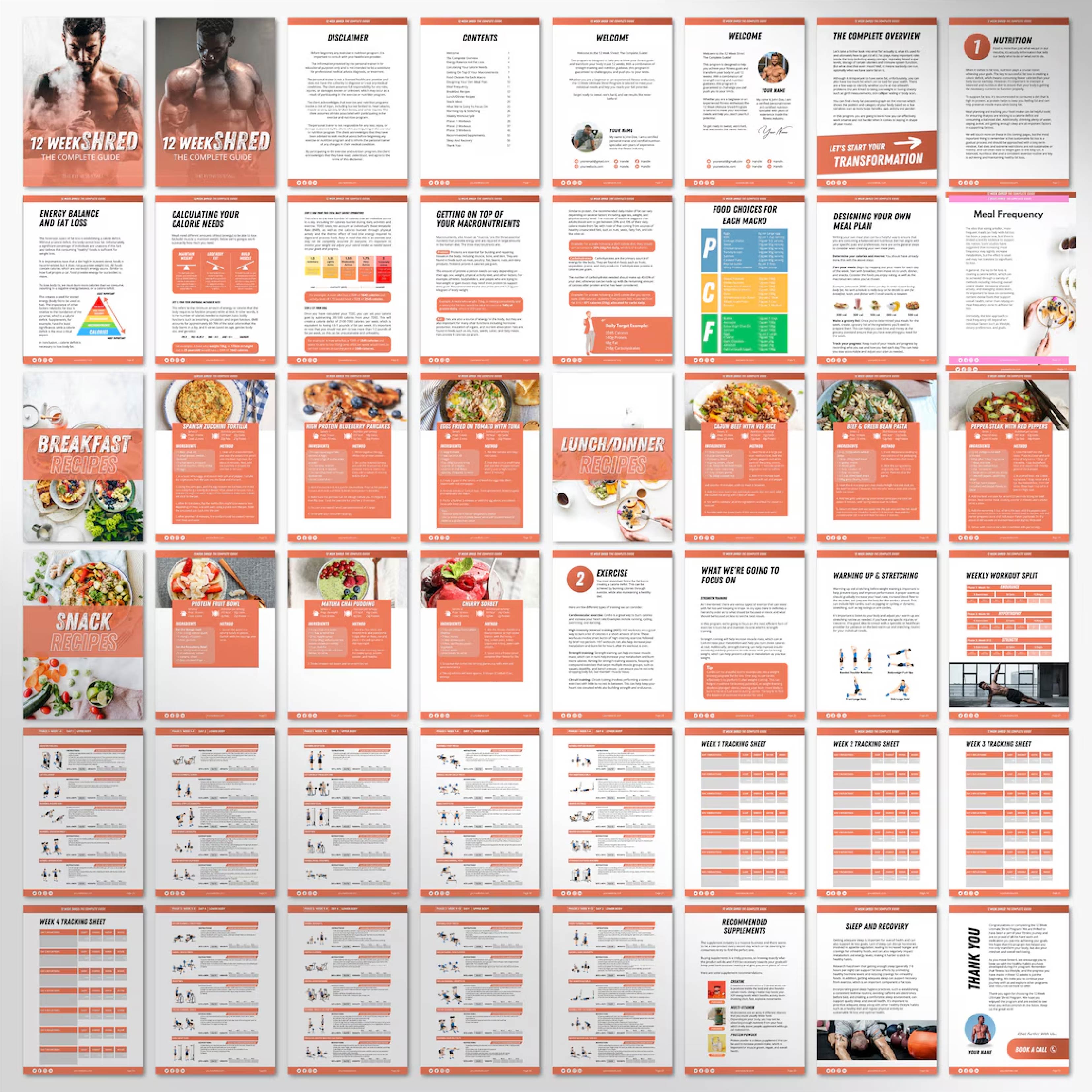 12-Week Fat Loss Program for Men | Editable Canva Template for Fitness Coaches