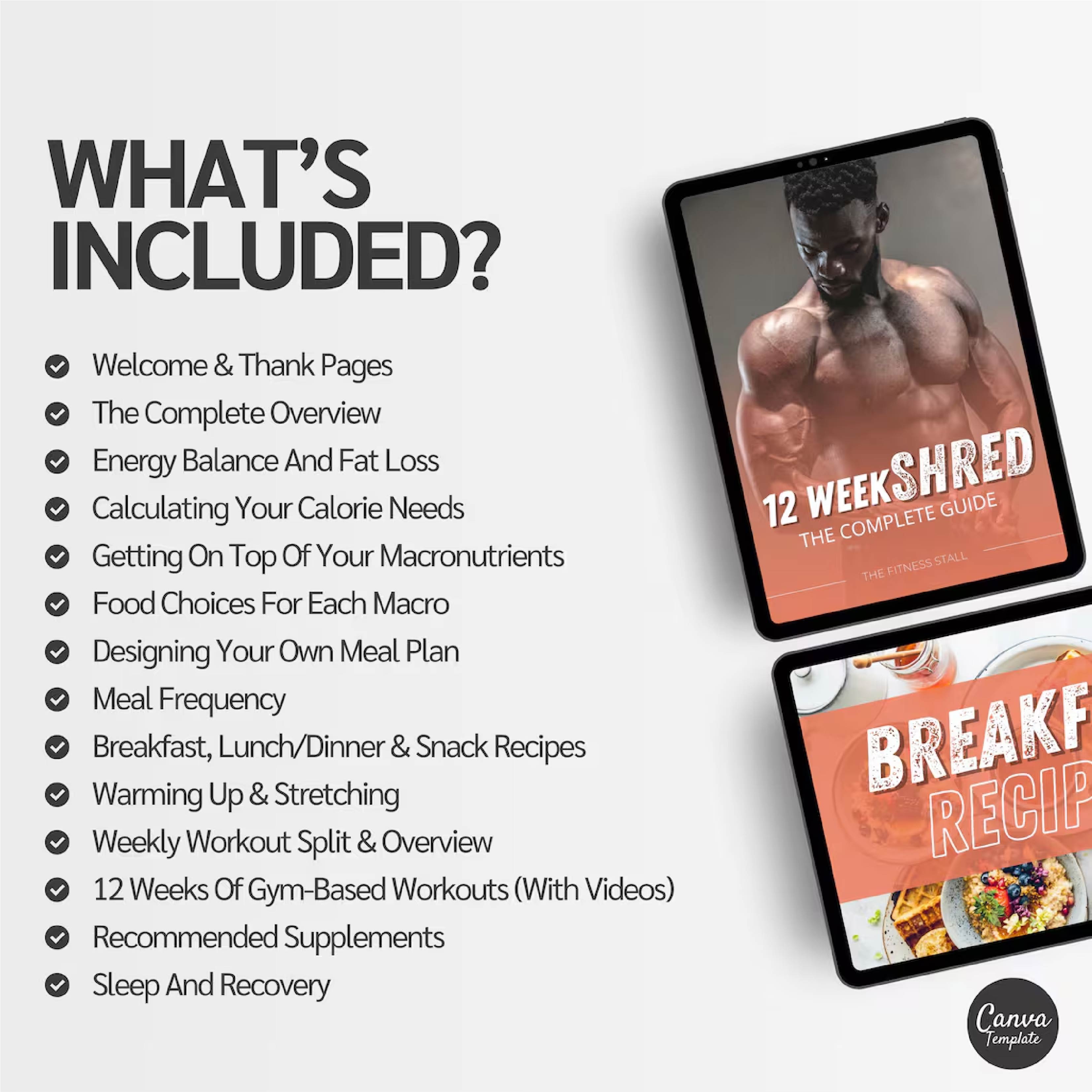 12-Week Fat Loss Program for Men | Editable Canva Template for Fitness Coaches