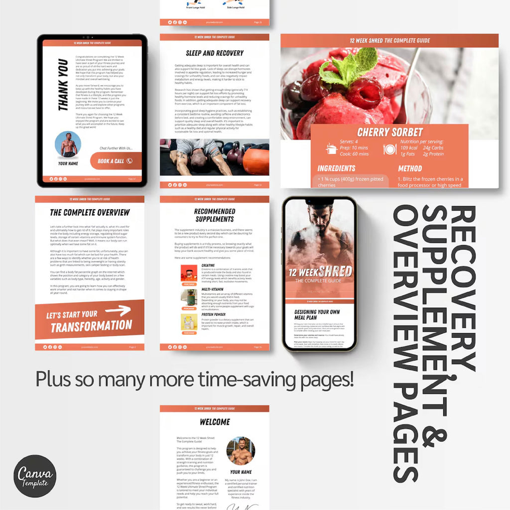 12-Week Fat Loss Program for Men | Editable Canva Template for Fitness Coaches