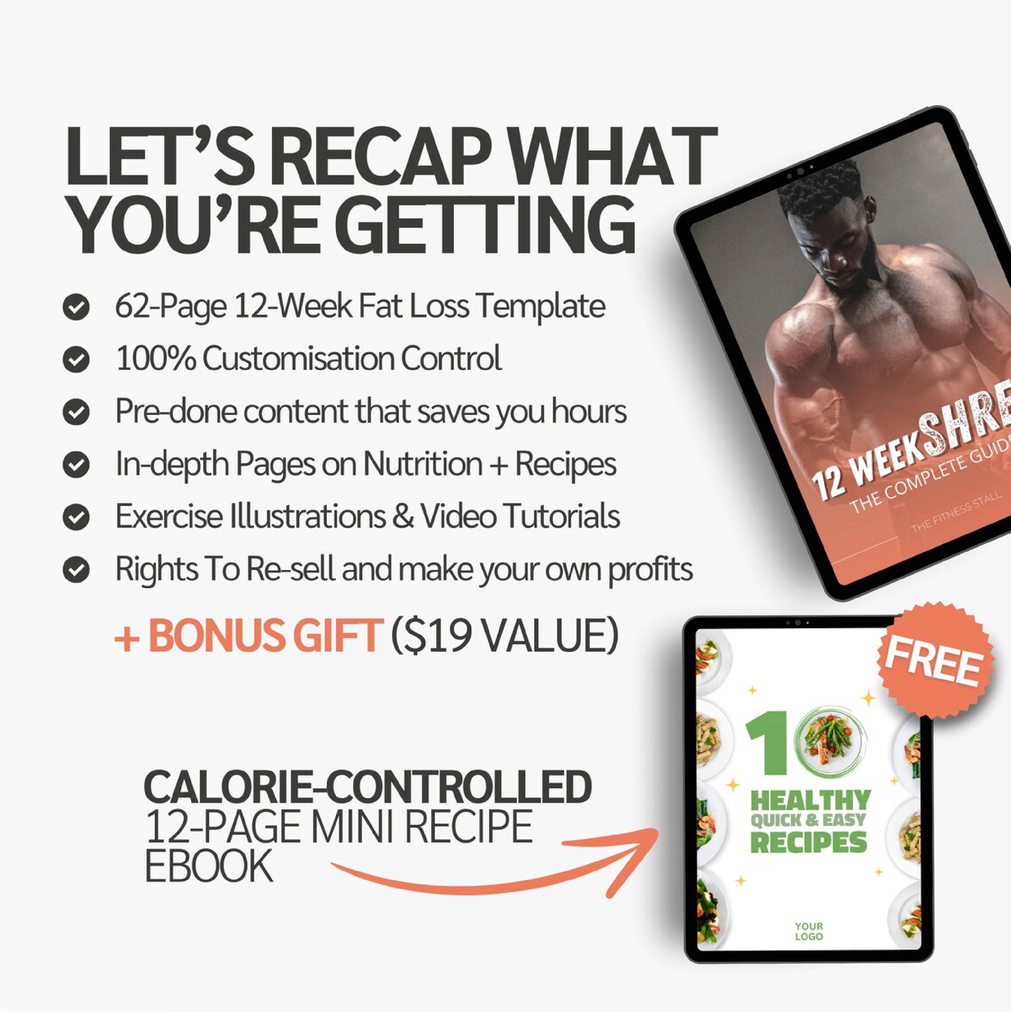 12-Week Fat Loss Program for Men | Editable Canva Template for Fitness Coaches