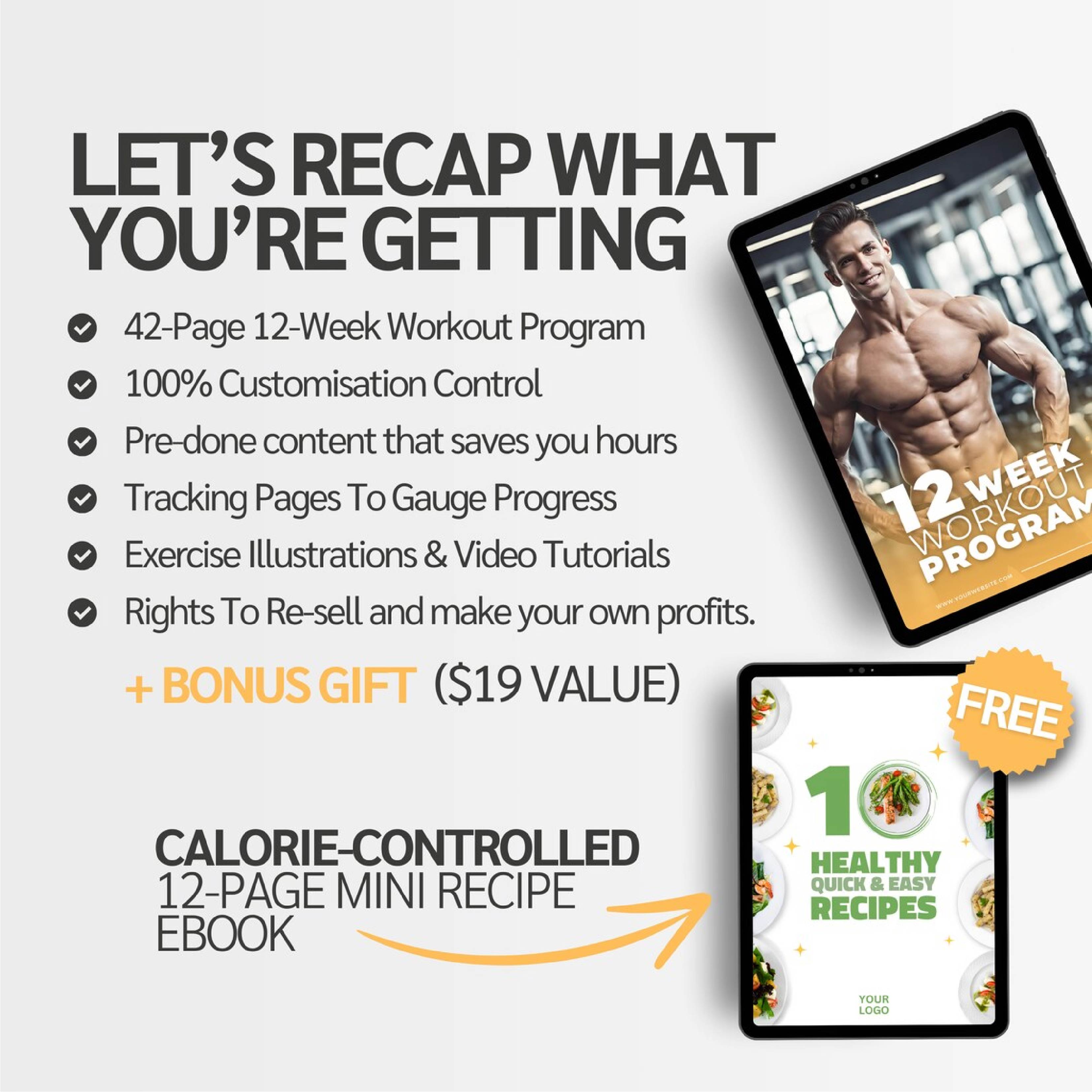 12-Week Gym-Based Fat Loss Program for Men | Editable Canva Fitness Program Template | Health Coaching Resources & Gym eBook