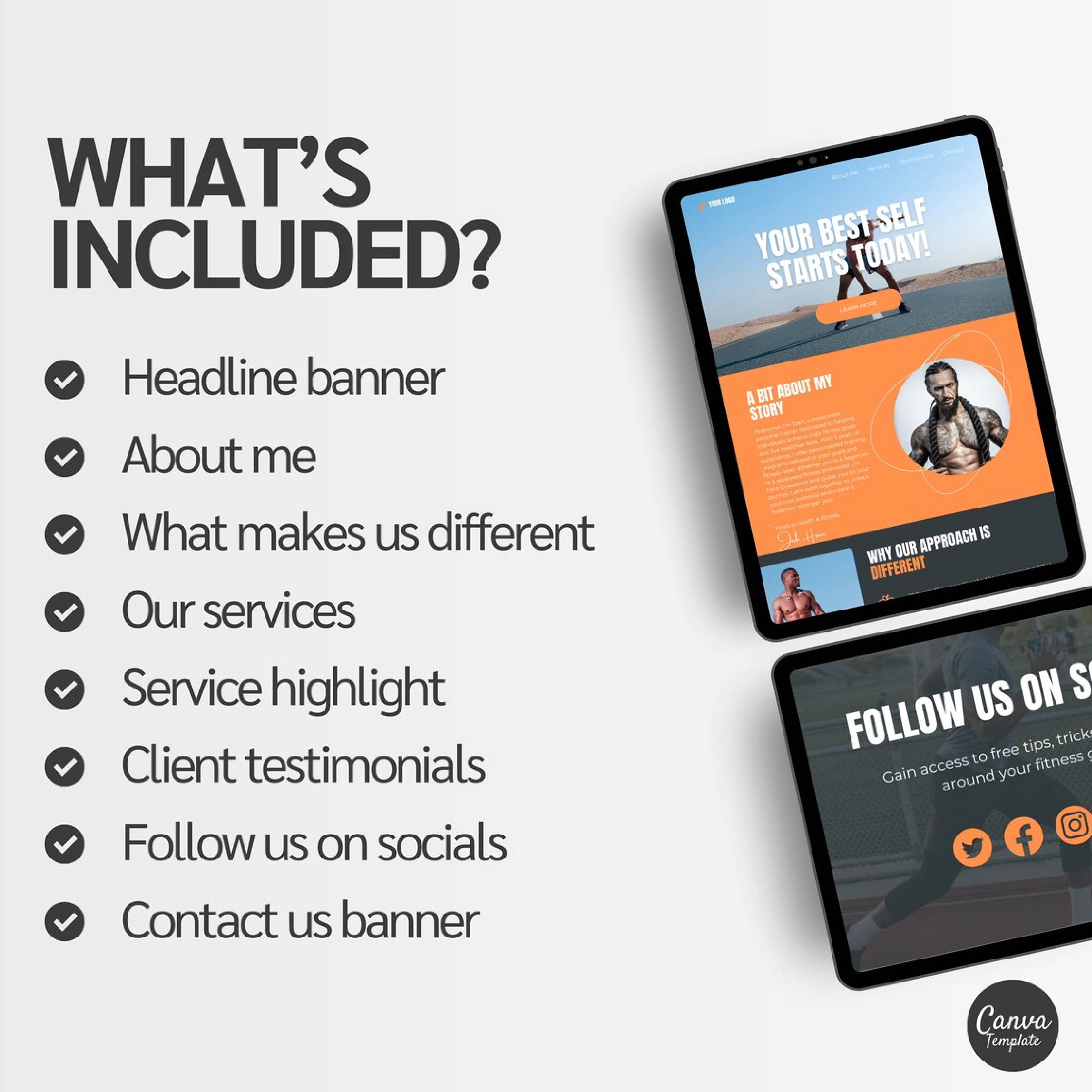 Canva Website Templates for Fitness Coaches & Personal Trainers