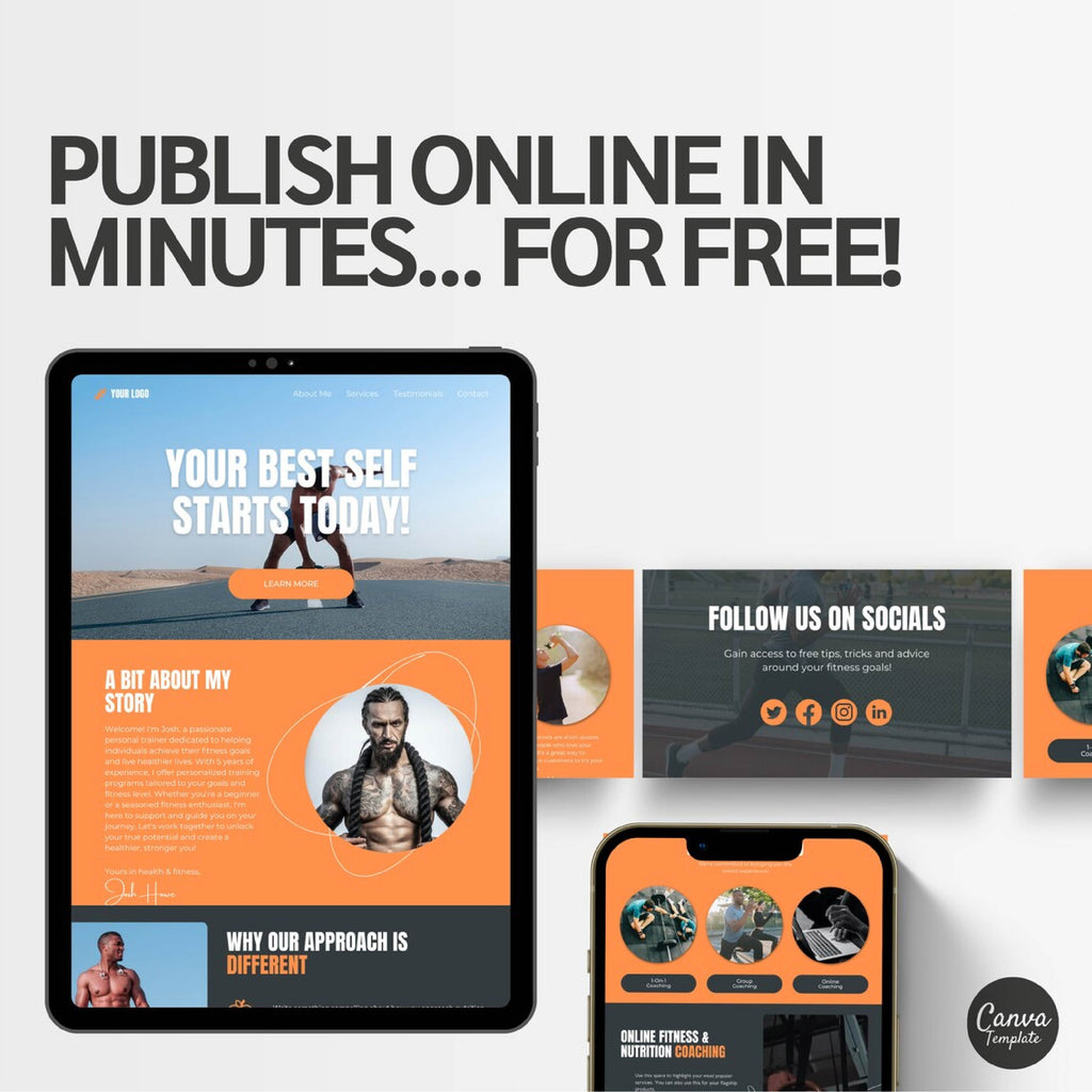 Canva Website Templates for Fitness Coaches & Personal Trainers