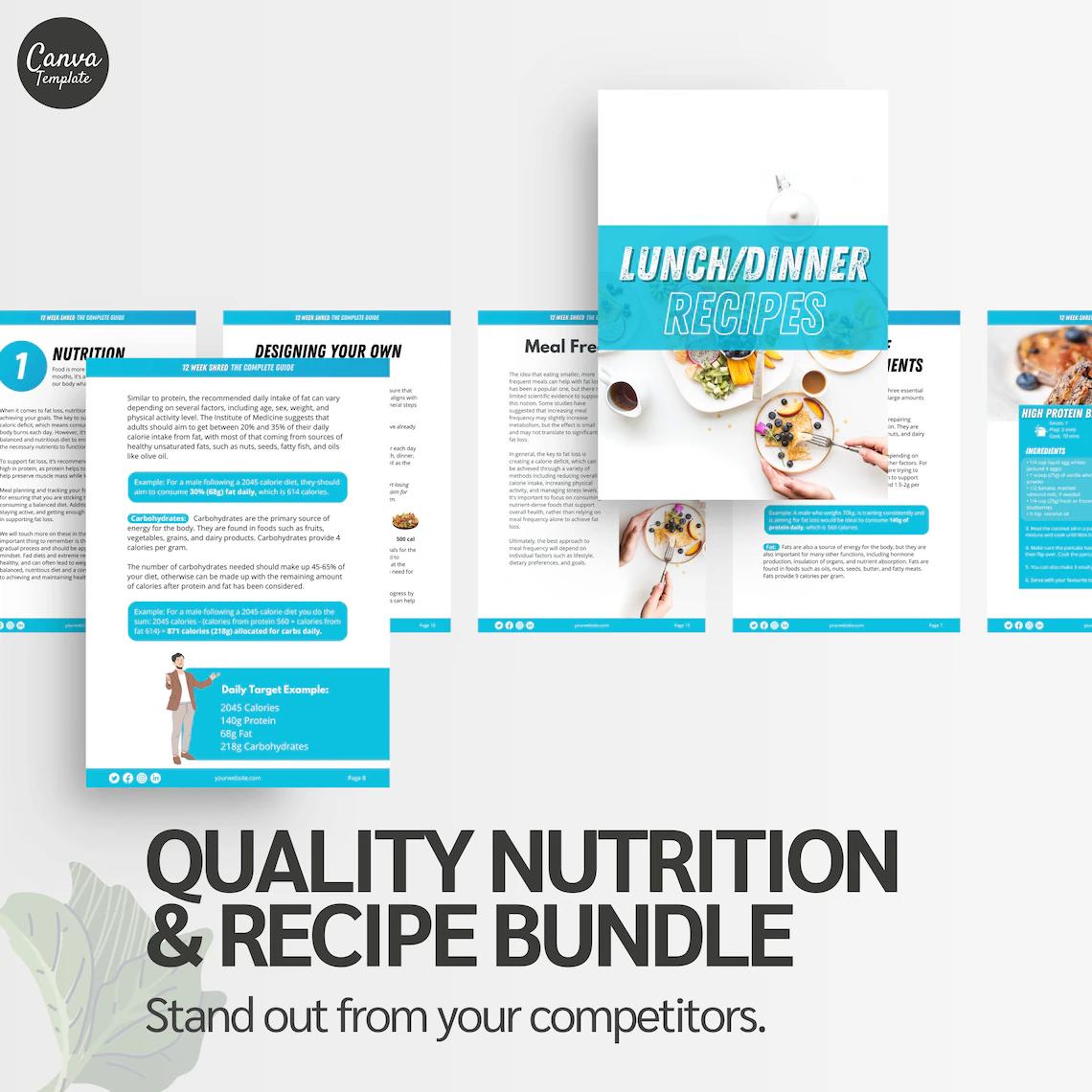 12-Week Workout & Nutrition Program | Editable Canva Fitness eBook Template
