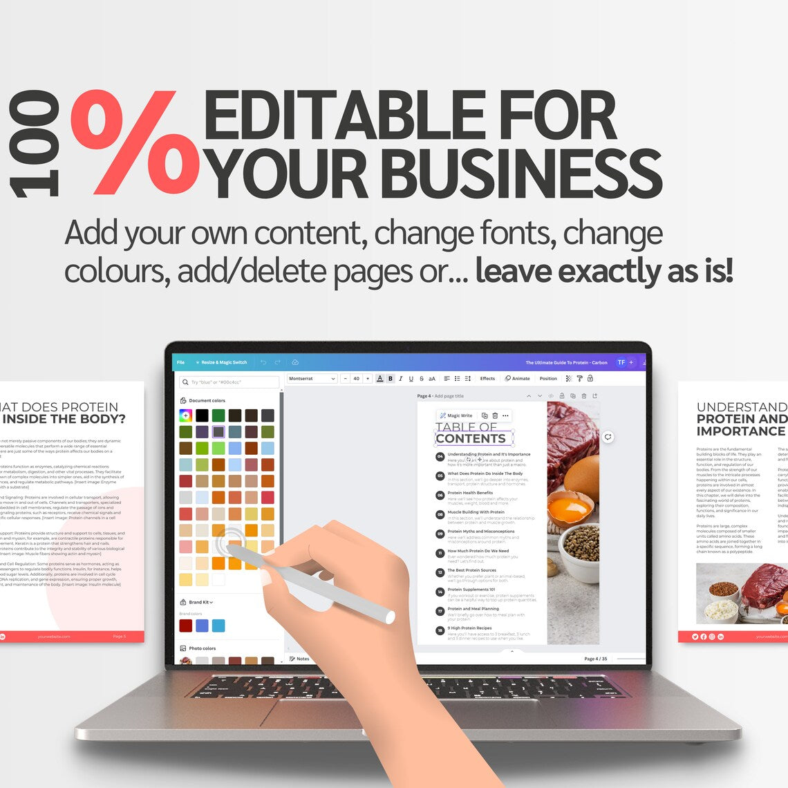 Customizable Protein eBook Template – Meal Planning & Nutrition Canva Guide