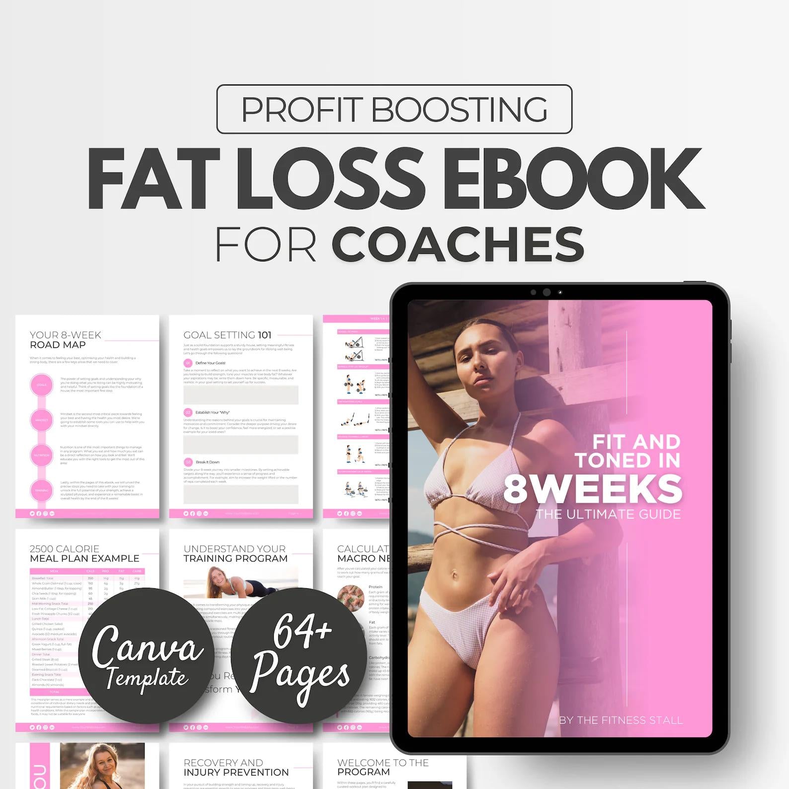 Fit and Toned in 8 Weeks for Women | Editable Canva Fitness & Nutrition eBook Template