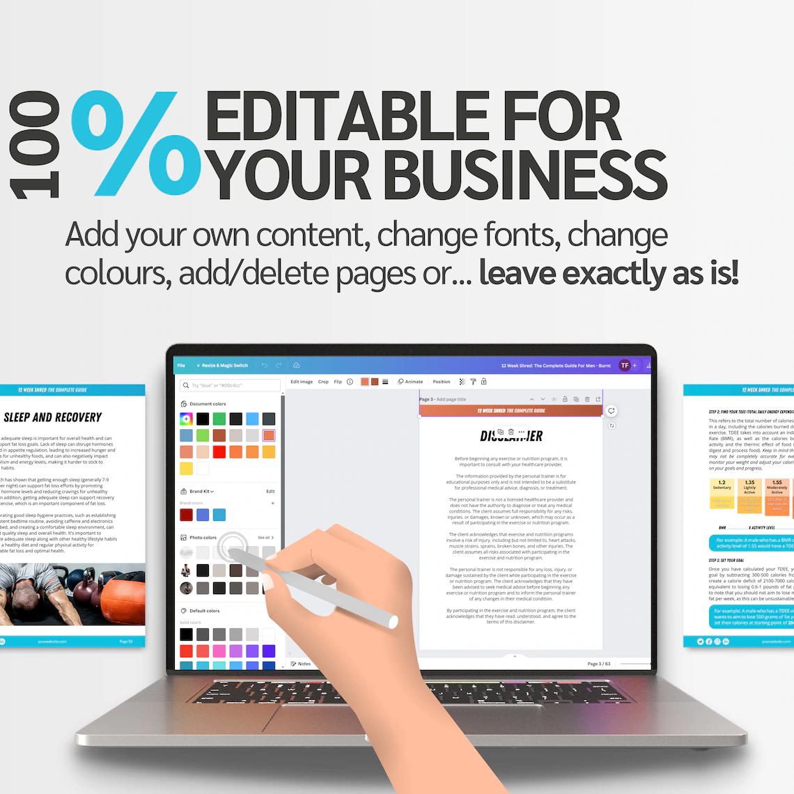 12-Week Workout & Nutrition Program | Editable Canva Fitness eBook Template