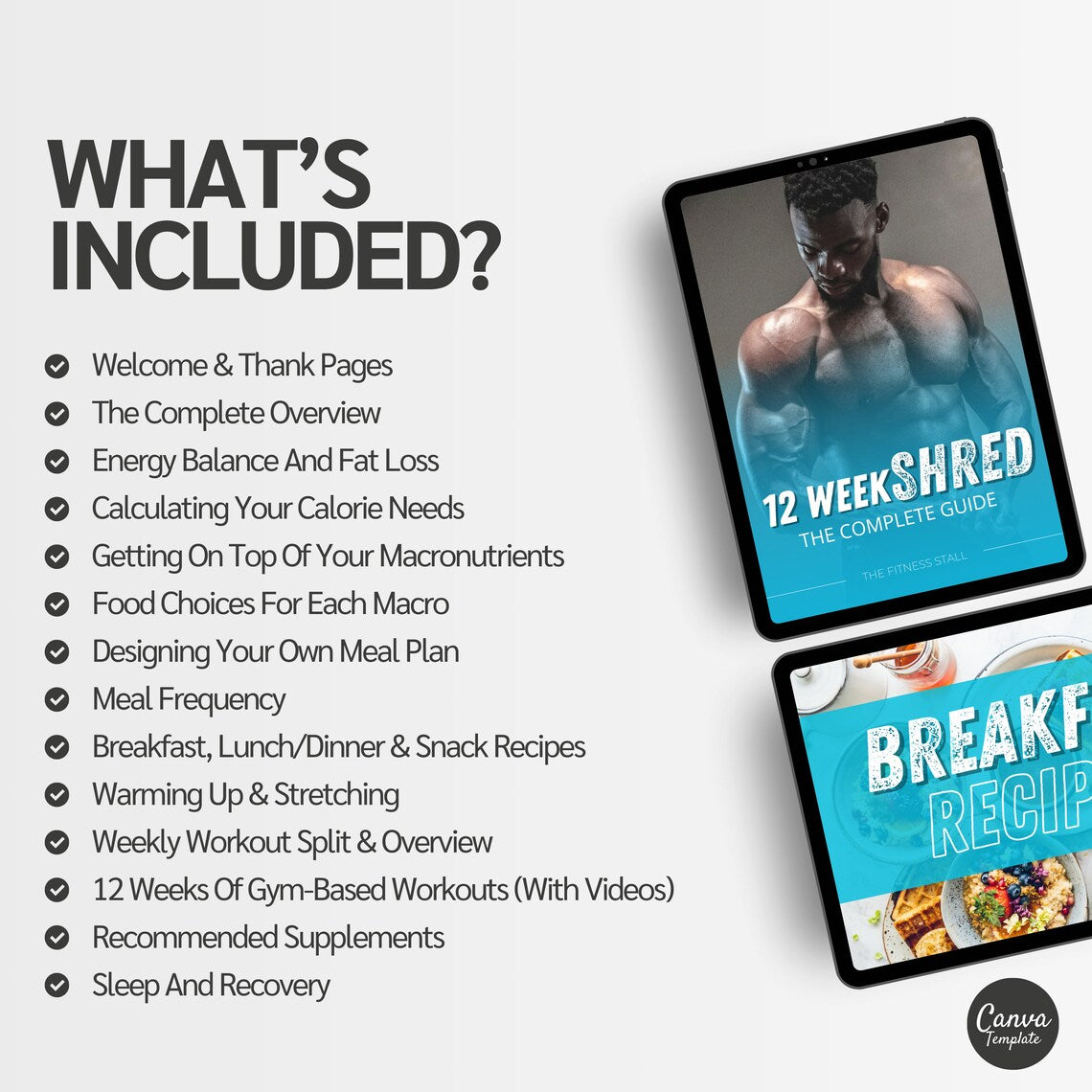 12-Week Workout & Nutrition Program | Editable Canva Fitness eBook Template