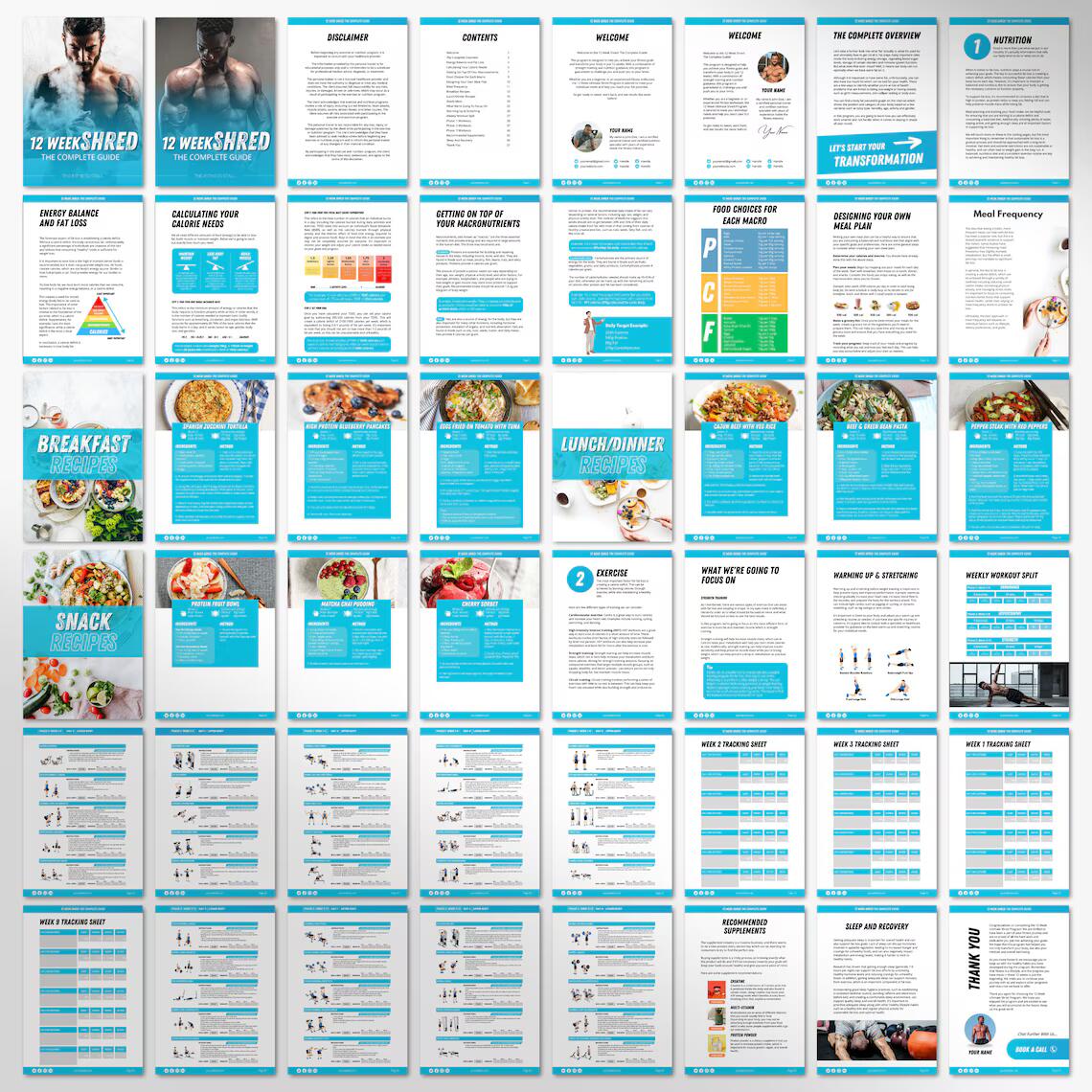 12-Week Workout & Nutrition Program | Editable Canva Fitness eBook Template