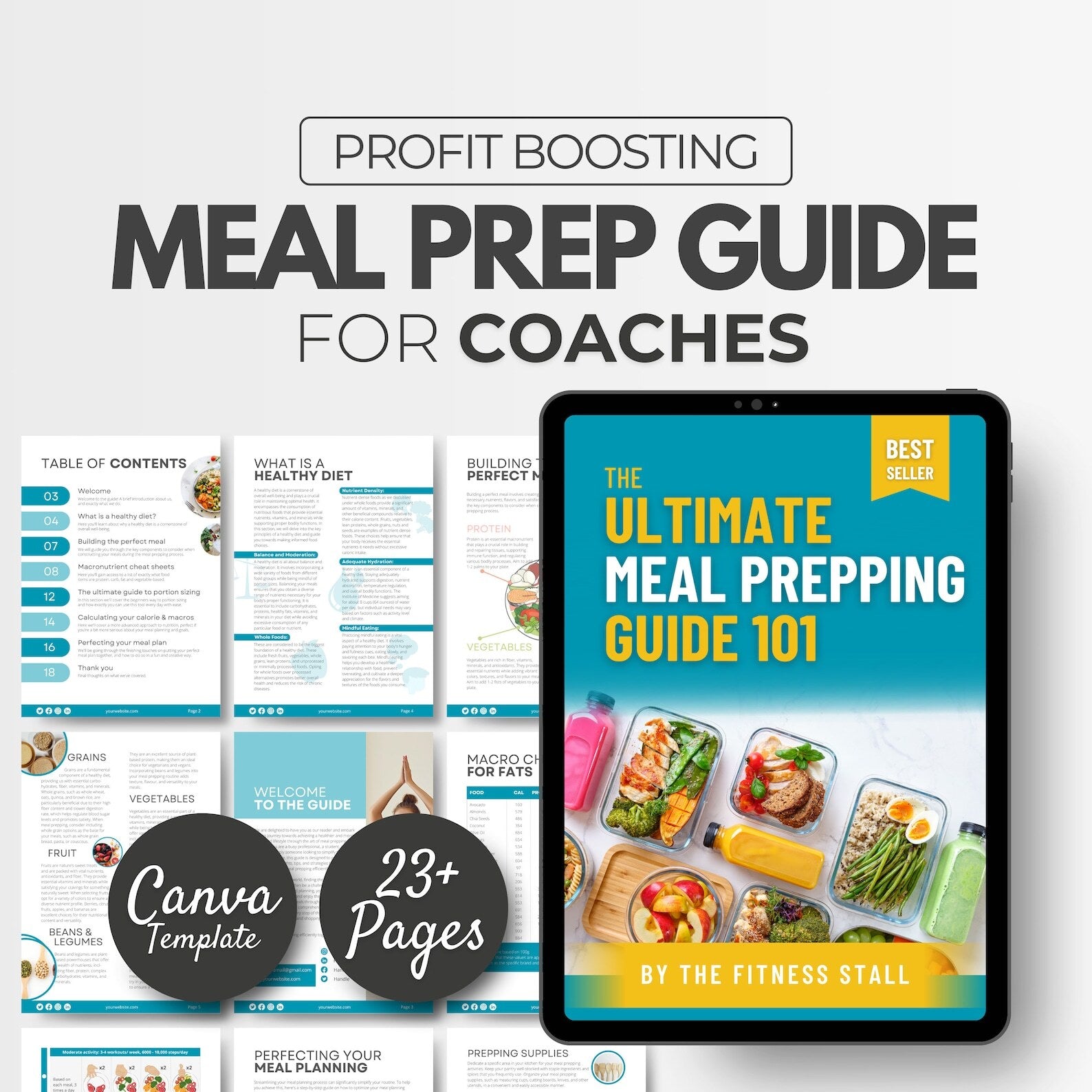 Meal Prep & Nutrition Guide | Rebrand able eBook Template for Trainers & Wellness Pros