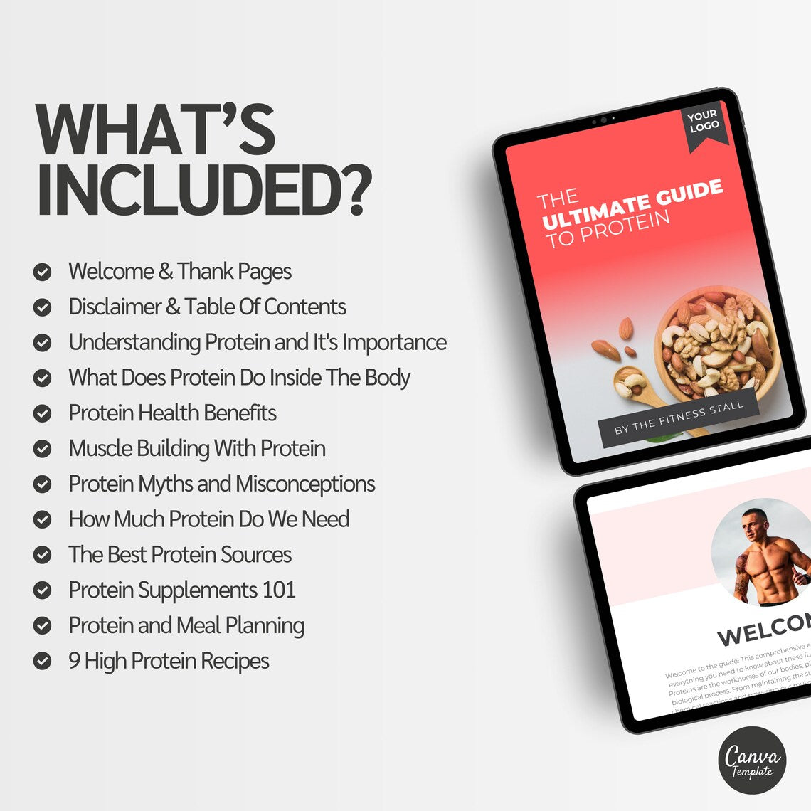 Customizable Protein eBook Template – Meal Planning & Nutrition Canva Guide