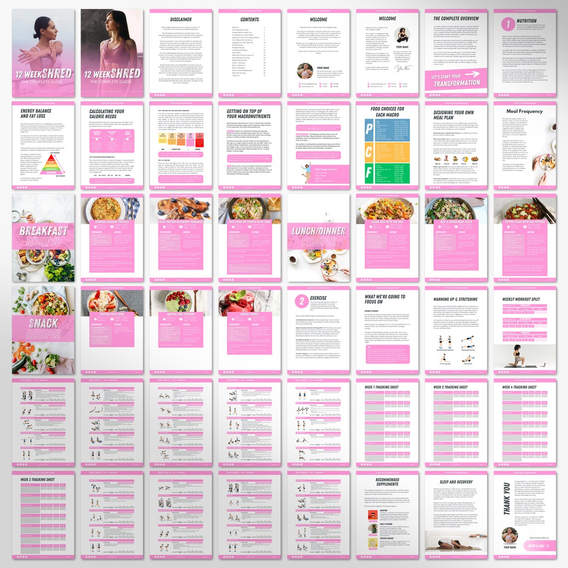 12 Week Fat Loss eBook Template | Rebrand able Fitness Guide for Coaches | Nutrition, Workouts & Recipes | Canva Editable PDF