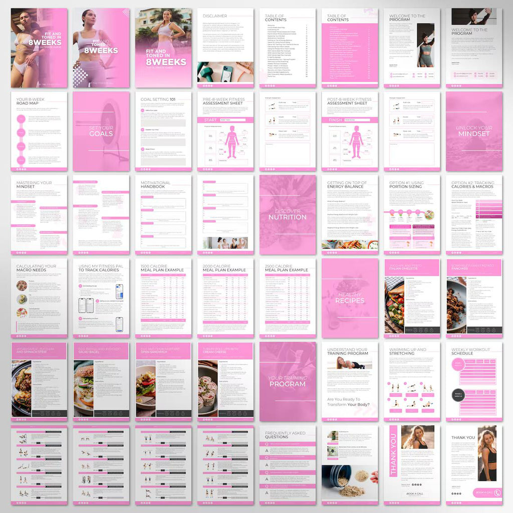 Fit and Toned in 8 Weeks for Women | Editable Canva Fitness & Nutrition eBook Template