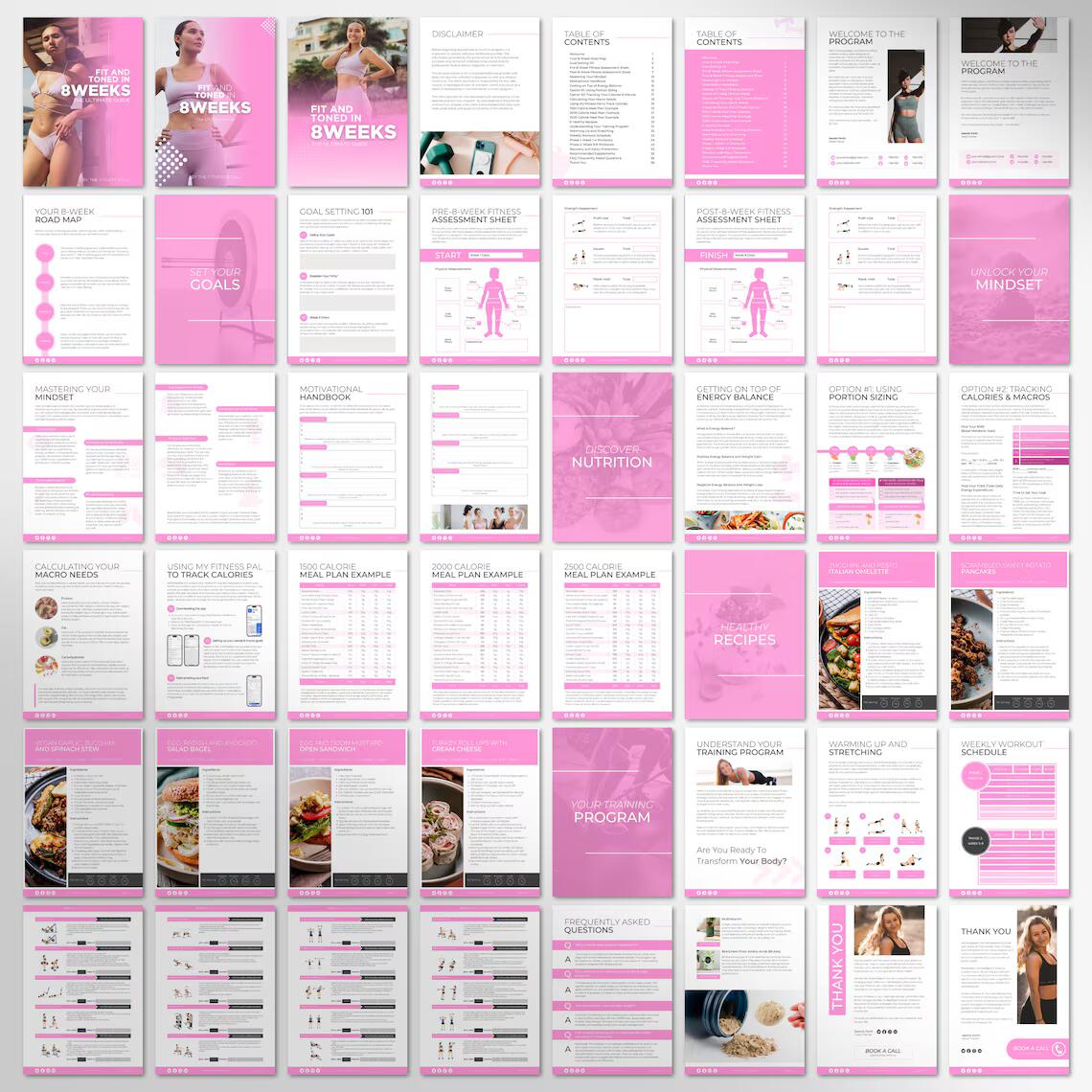 Fit and Toned in 8 Weeks for Women | Editable Canva Fitness & Nutrition eBook Template