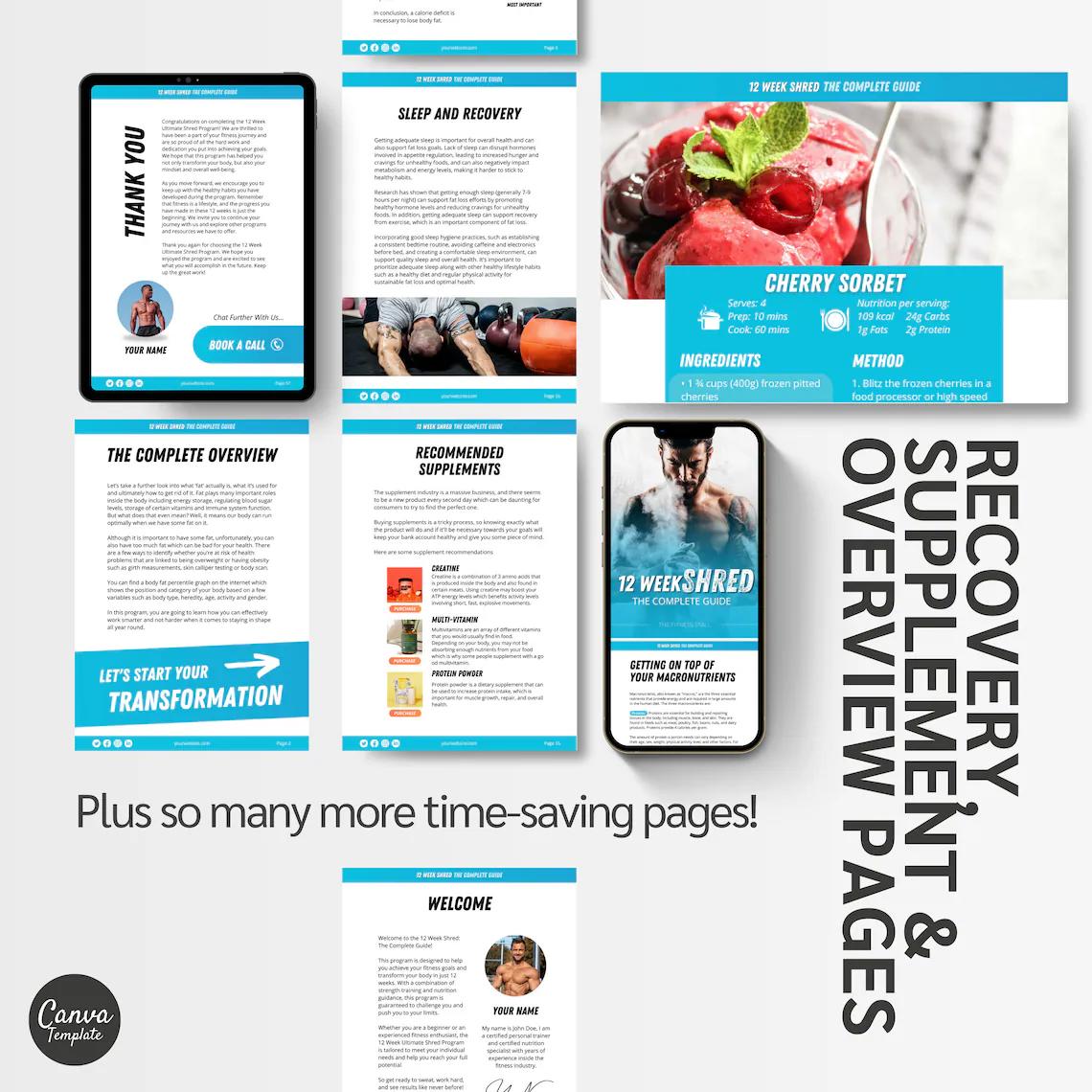 12-Week Workout & Nutrition Program | Editable Canva Fitness eBook Template
