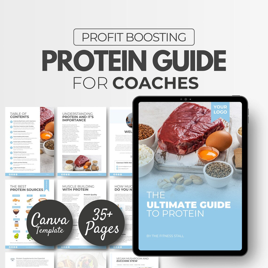 Fitness Coach Resource – Ready-to-Use Protein Nutrition eBook (Canva Editable)