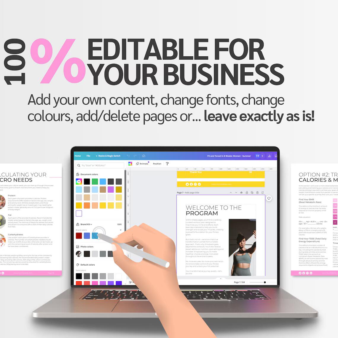 Fit and Toned in 8 Weeks for Women | Editable Canva Fitness & Nutrition eBook Template
