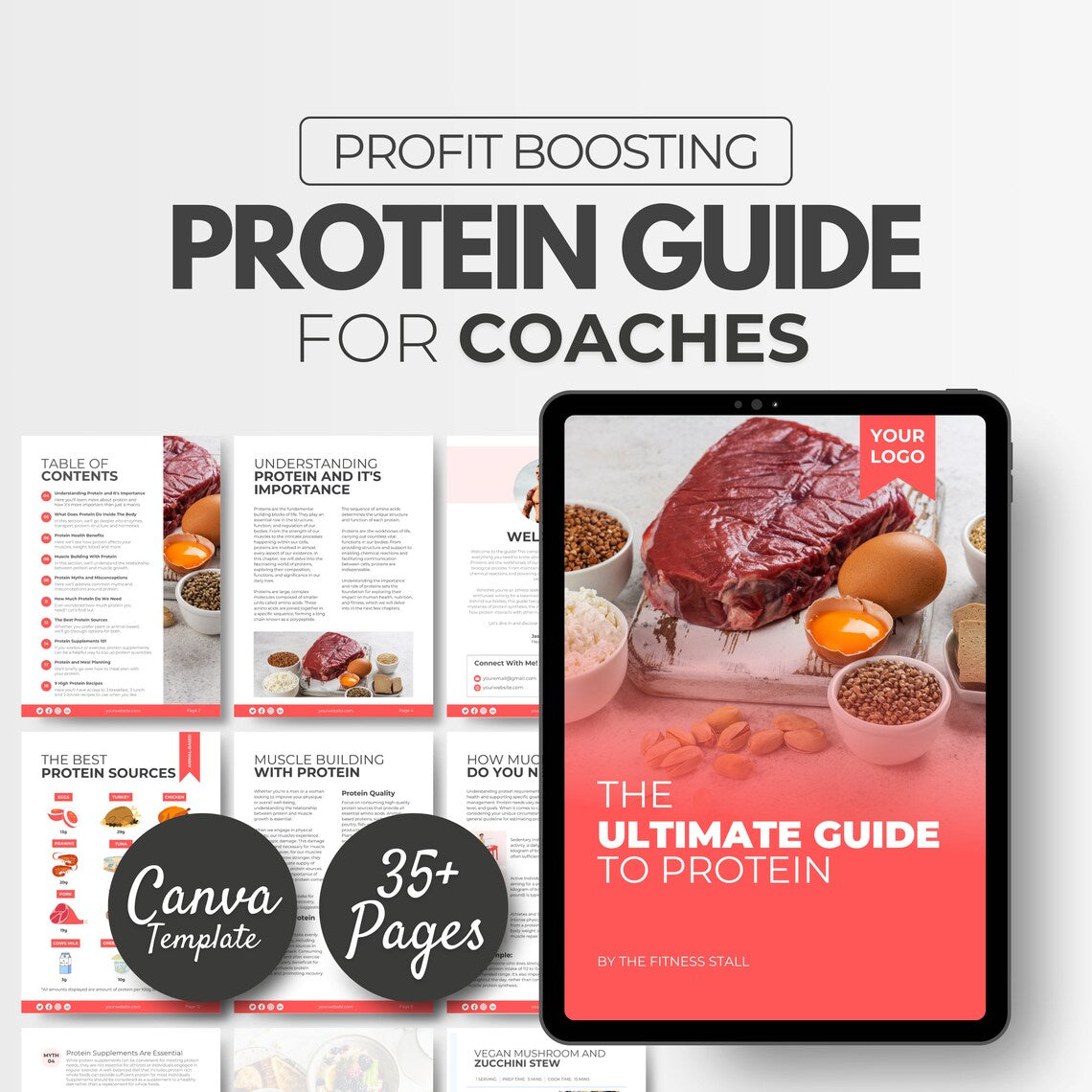 Customizable Protein eBook Template – Meal Planning & Nutrition Canva Guide