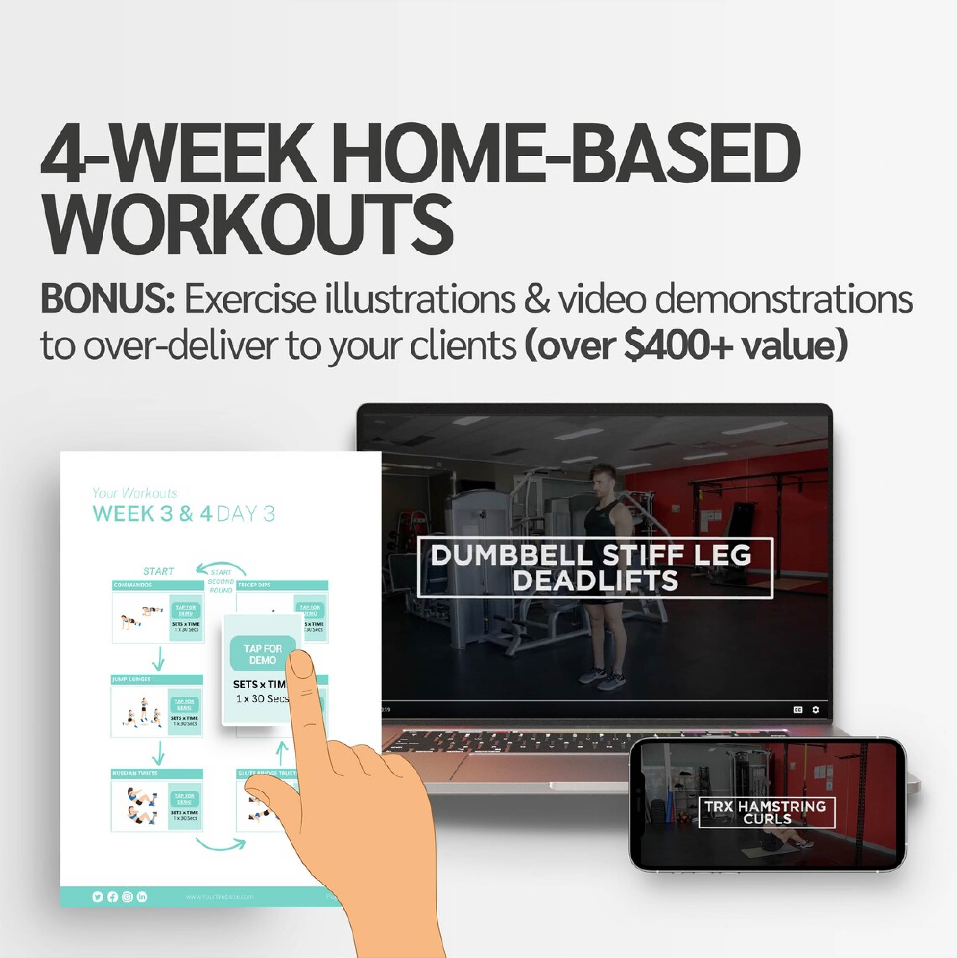 Fit in 15 Minutes – 4 Week Fitness eBook Template for Busy Women | Weight Loss Program, Workout & Nutrition Guide | Editable Canva Coaching Resource