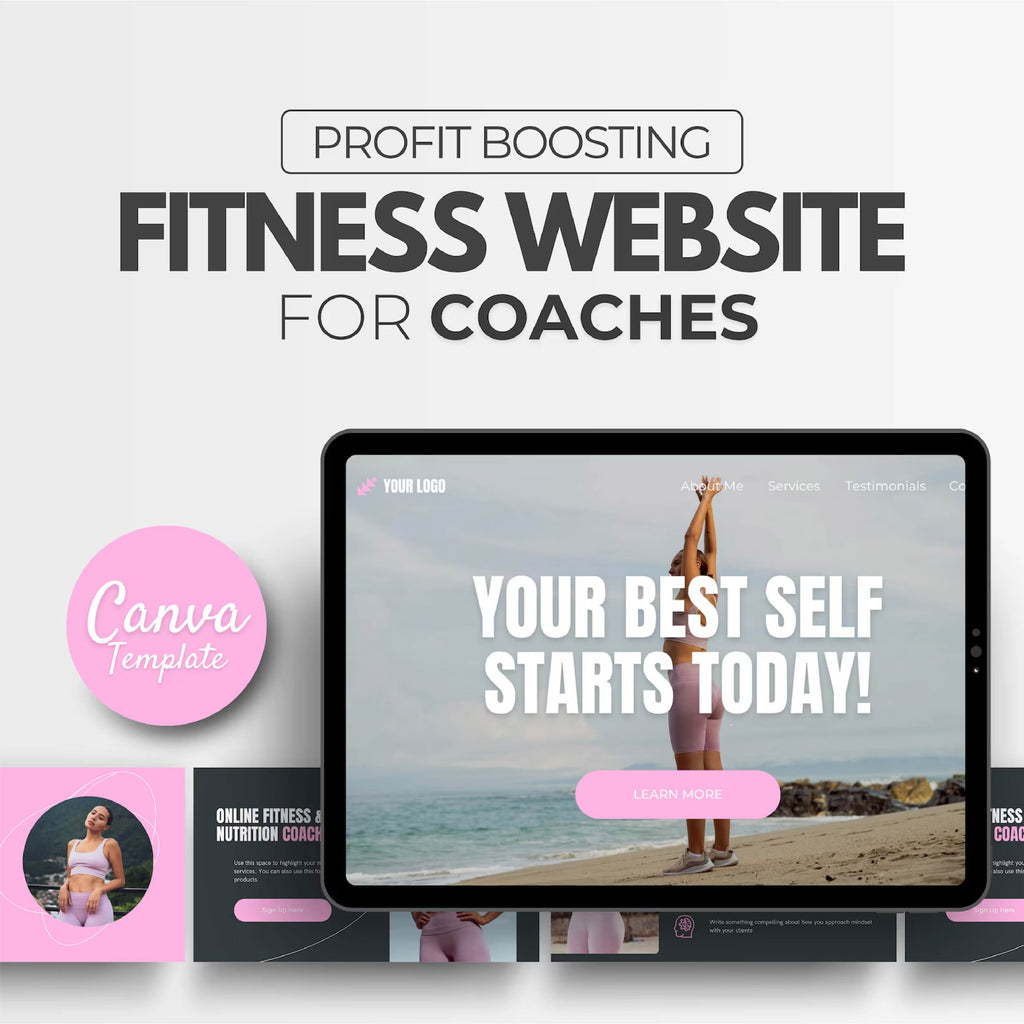 Canva Website Templates for Fitness Coaches | Personal Trainer Website Template | Customizable Fitness Coaching Website Design