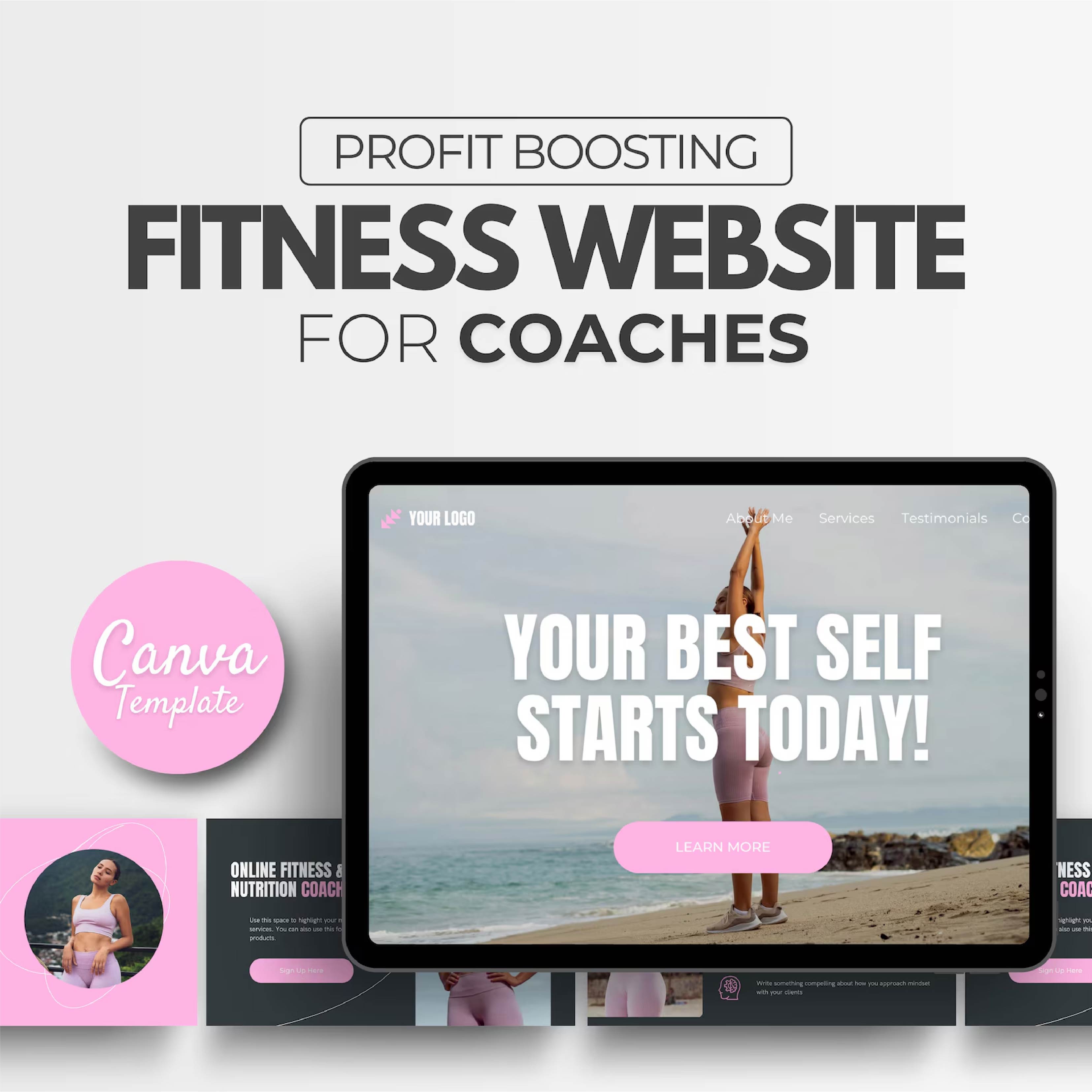 Canva Website Templates for Fitness Coaches | Personal Trainer Website Template | Customizable Fitness Coaching Website Design