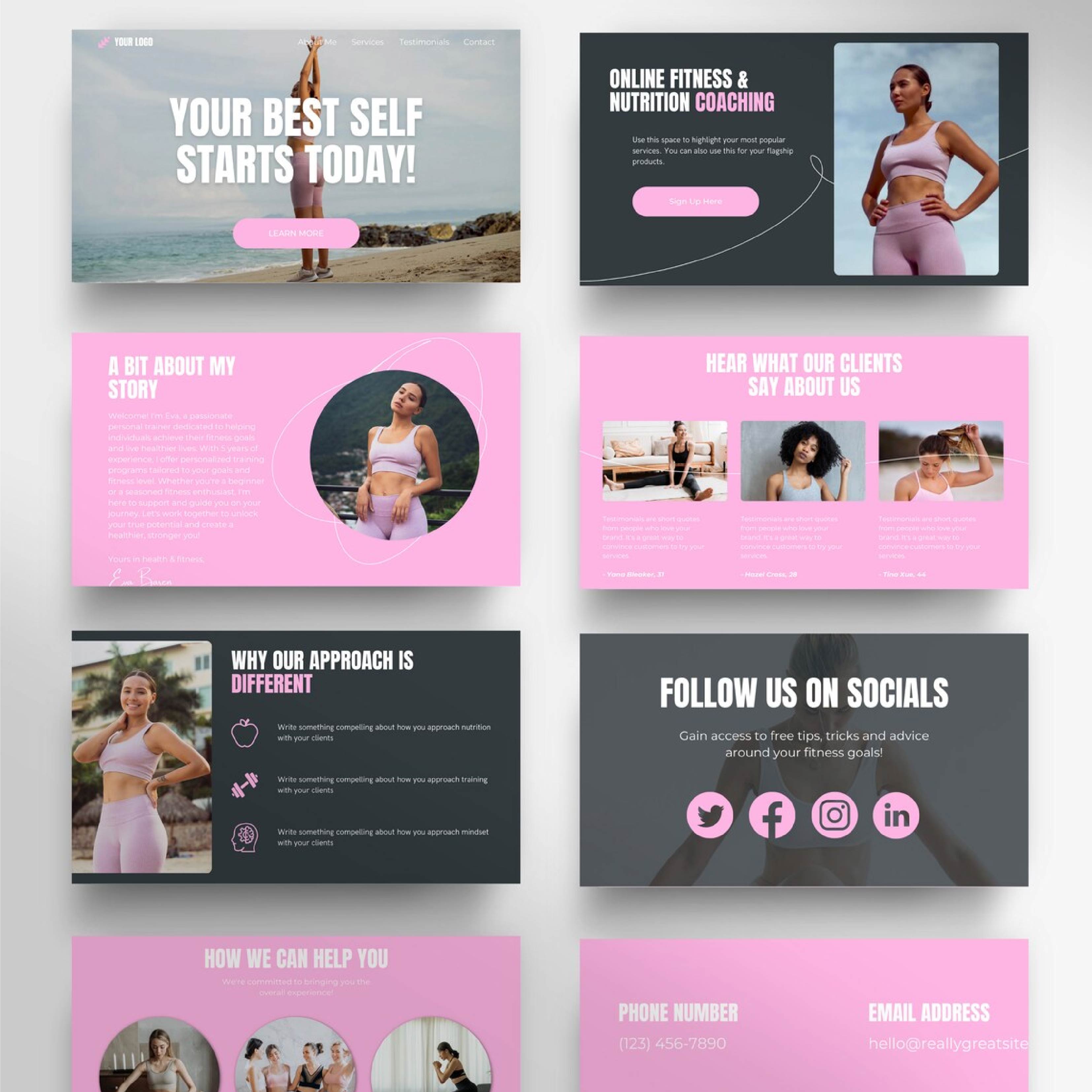 Canva Website Templates for Fitness Coaches | Personal Trainer Website Template | Customizable Fitness Coaching Website Design