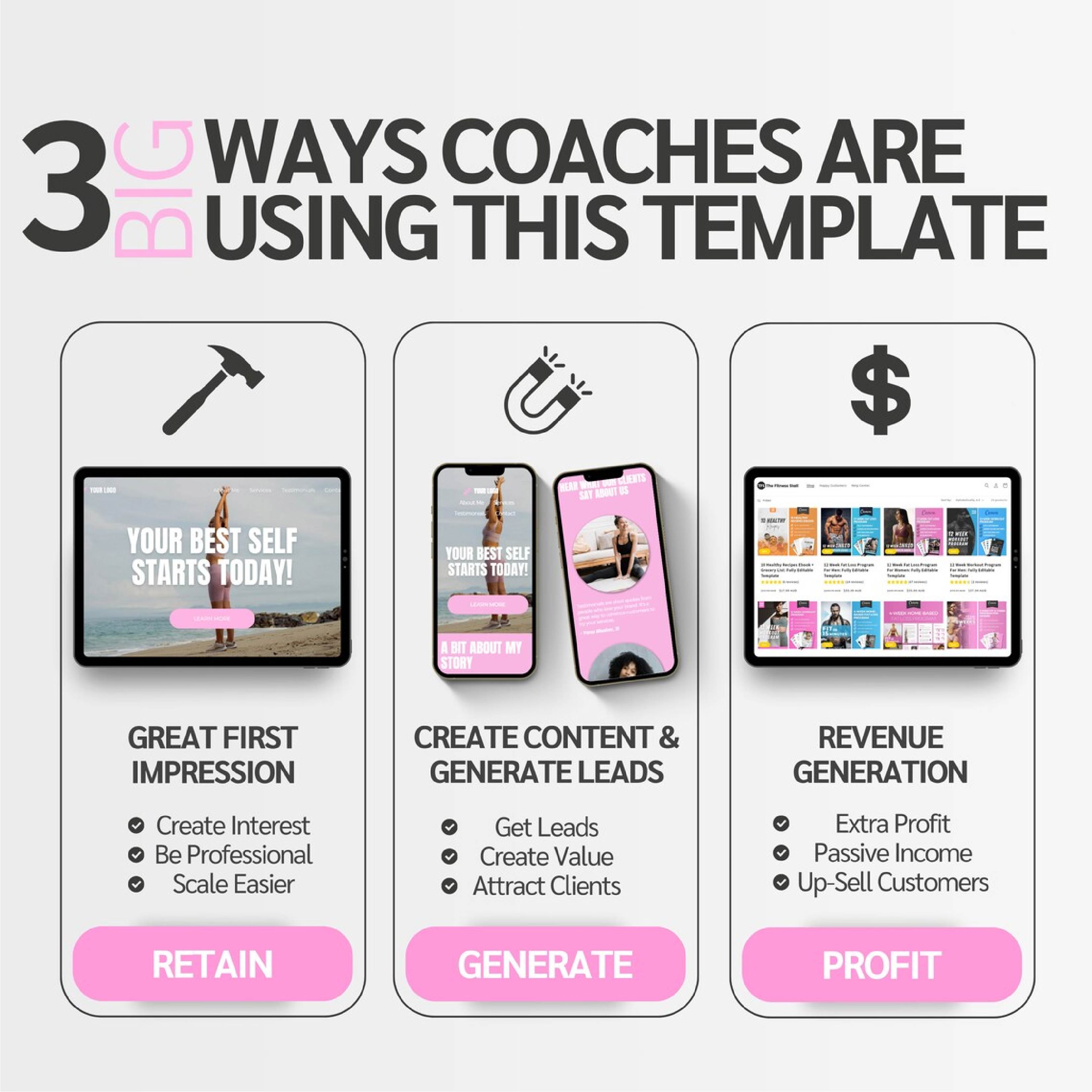 Canva Website Templates for Fitness Coaches | Personal Trainer Website Template | Customizable Fitness Coaching Website Design