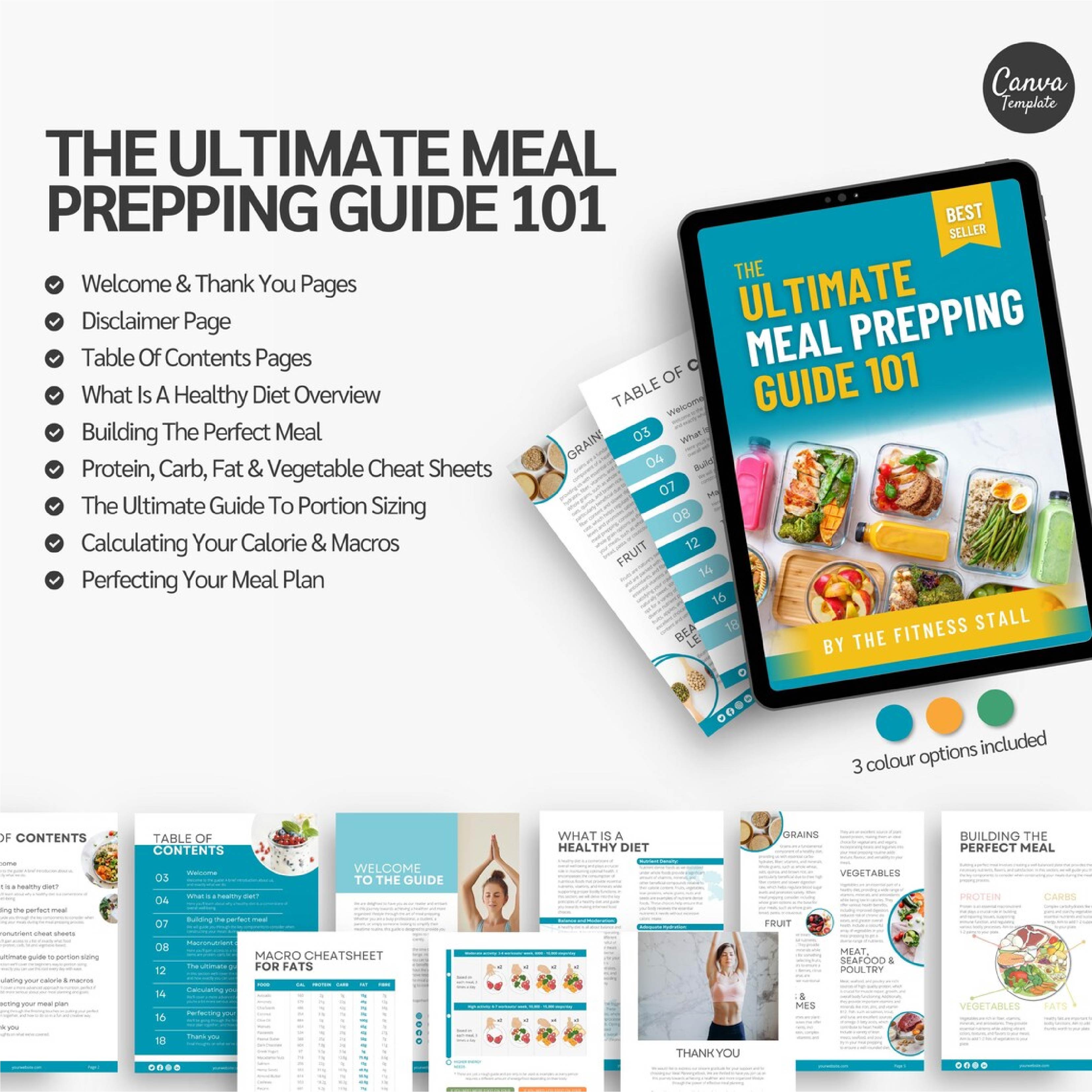Ultimate Nutrition Coaching Bundle | Protein Guide + Meal Prep Guide + Recipe eBook | Canva Editable Fitness Coach Template