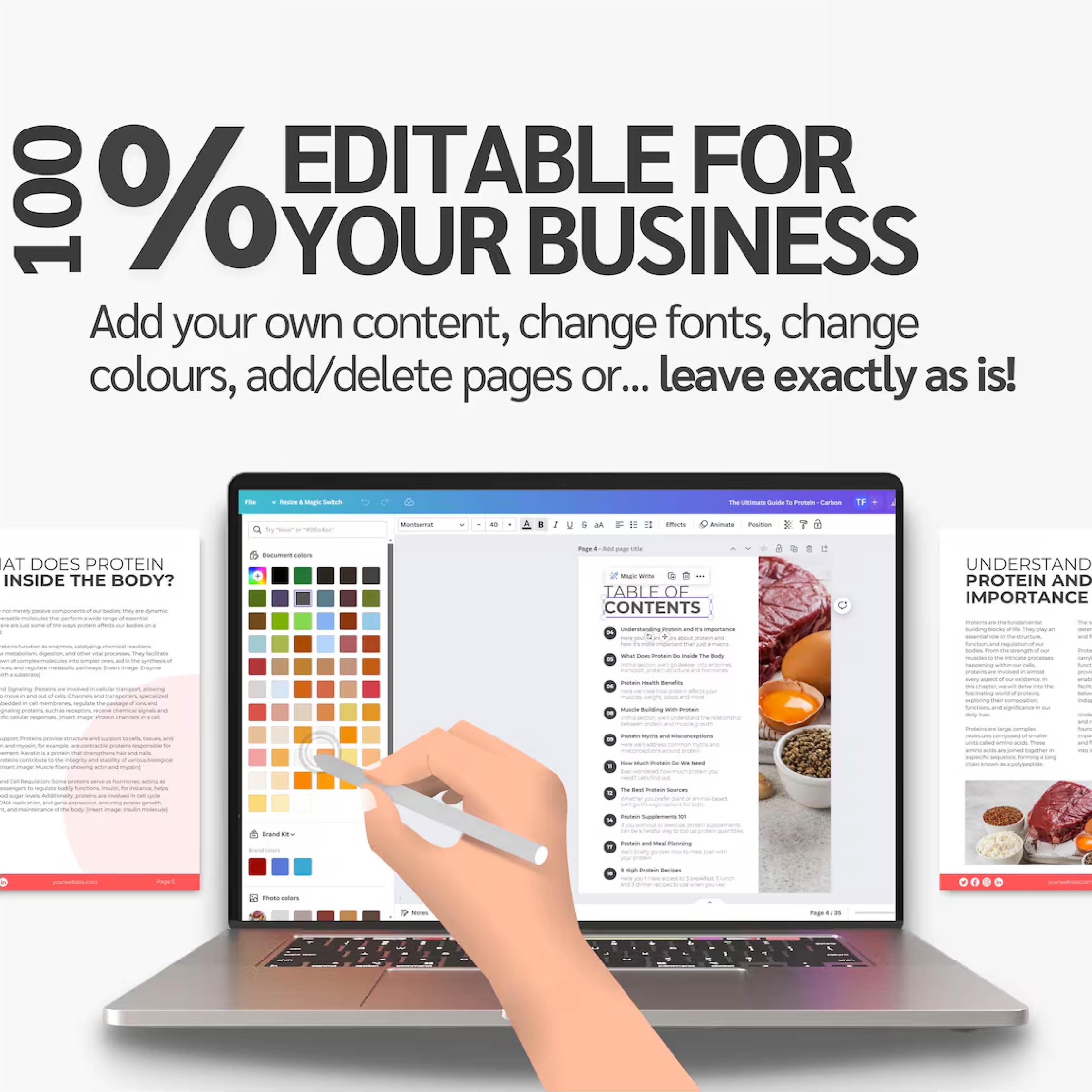 Ultimate Nutrition Coaching Bundle | Protein Guide + Meal Prep Guide + Recipe eBook | Canva Editable Fitness Coach Template