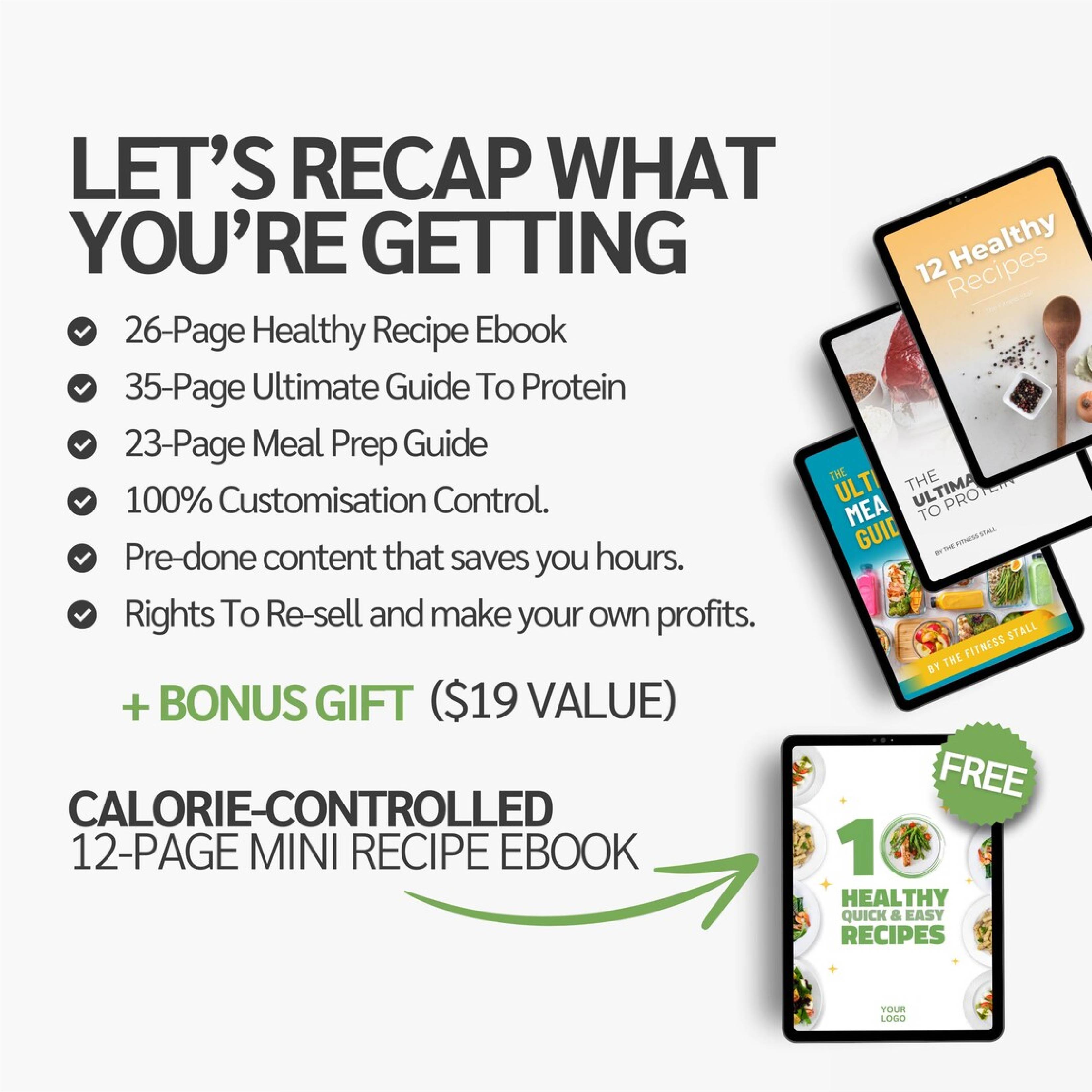 Ultimate Nutrition Coaching Bundle | Protein Guide + Meal Prep Guide + Recipe eBook | Canva Editable Fitness Coach Template