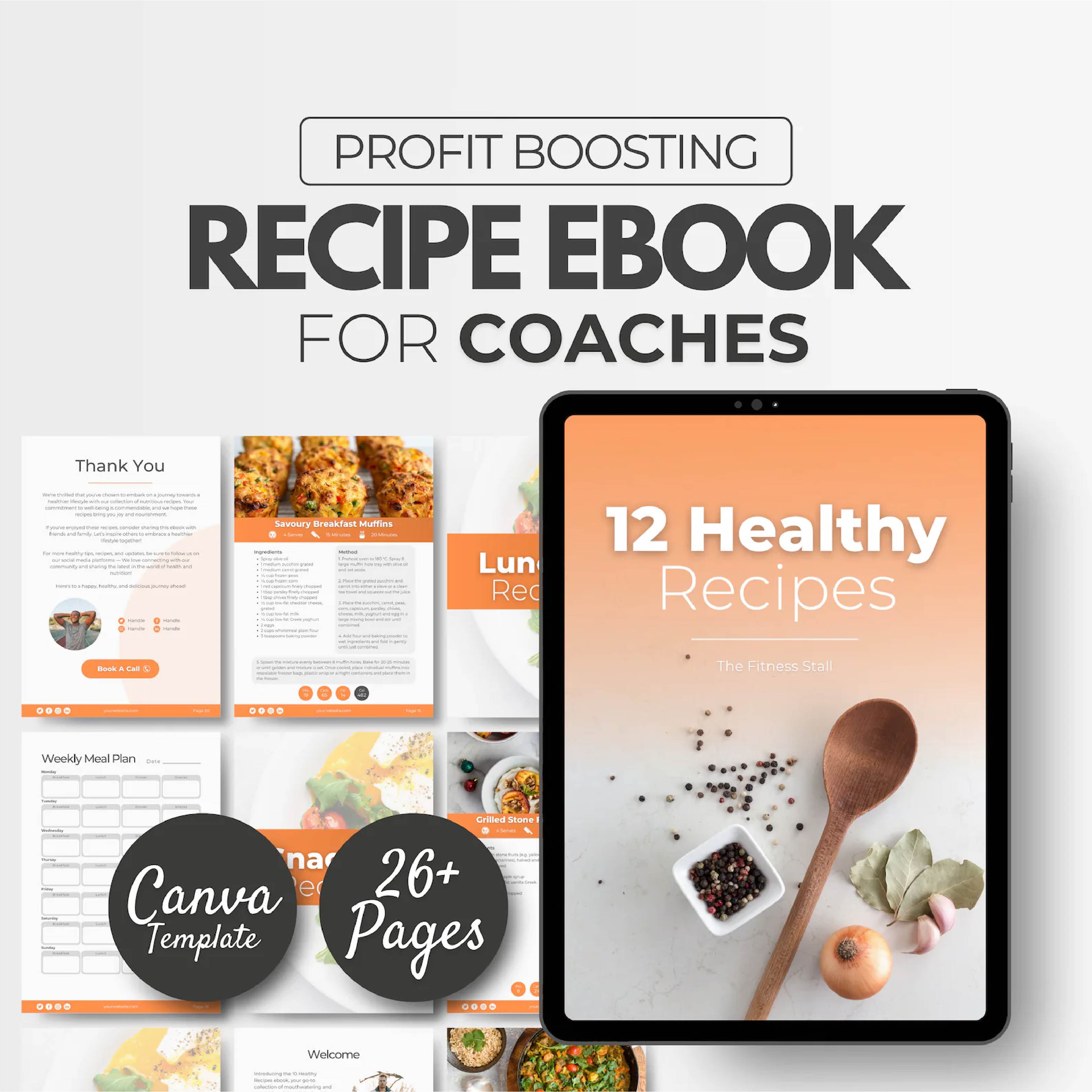 12 Healthy Recipes Canva eBook Template | Nutrition & Meal Plan Guide for Coaches