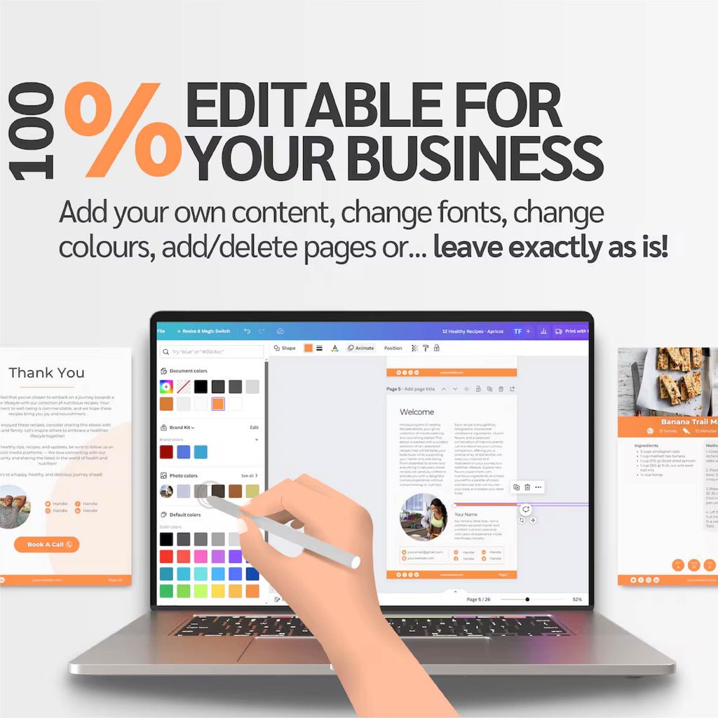 12 Healthy Recipes Canva eBook Template | Nutrition & Meal Plan Guide for Coaches