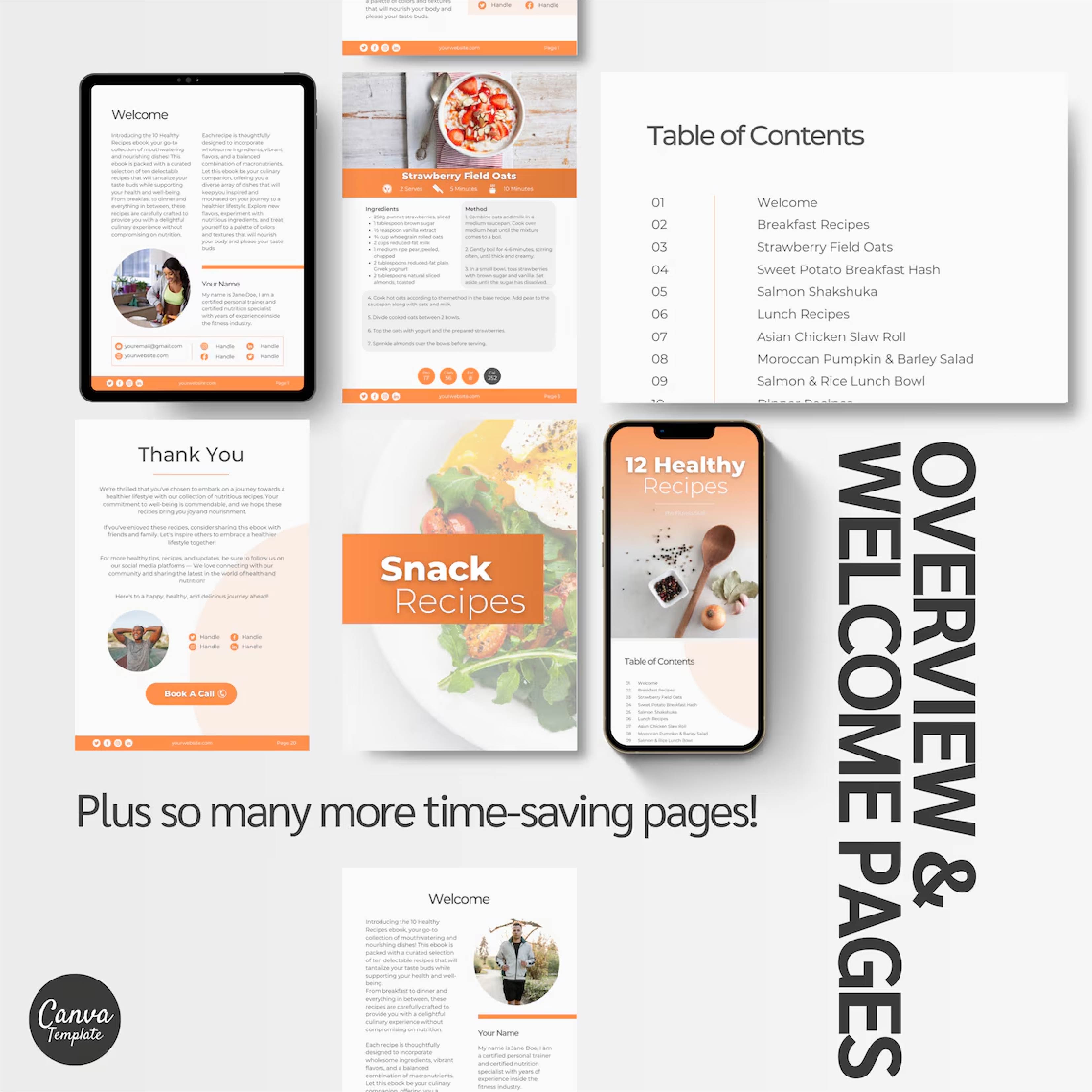 12 Healthy Recipes Canva eBook Template | Nutrition & Meal Plan Guide for Coaches
