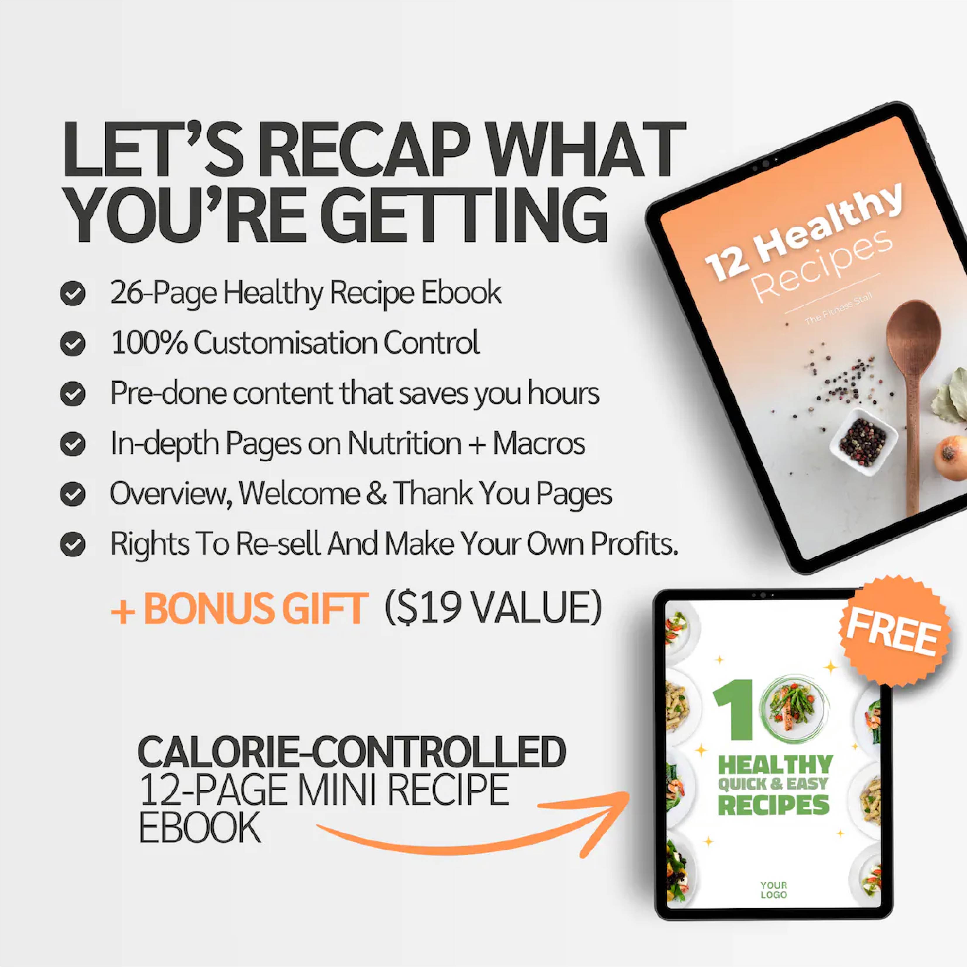 12 Healthy Recipes Canva eBook Template | Nutrition & Meal Plan Guide for Coaches