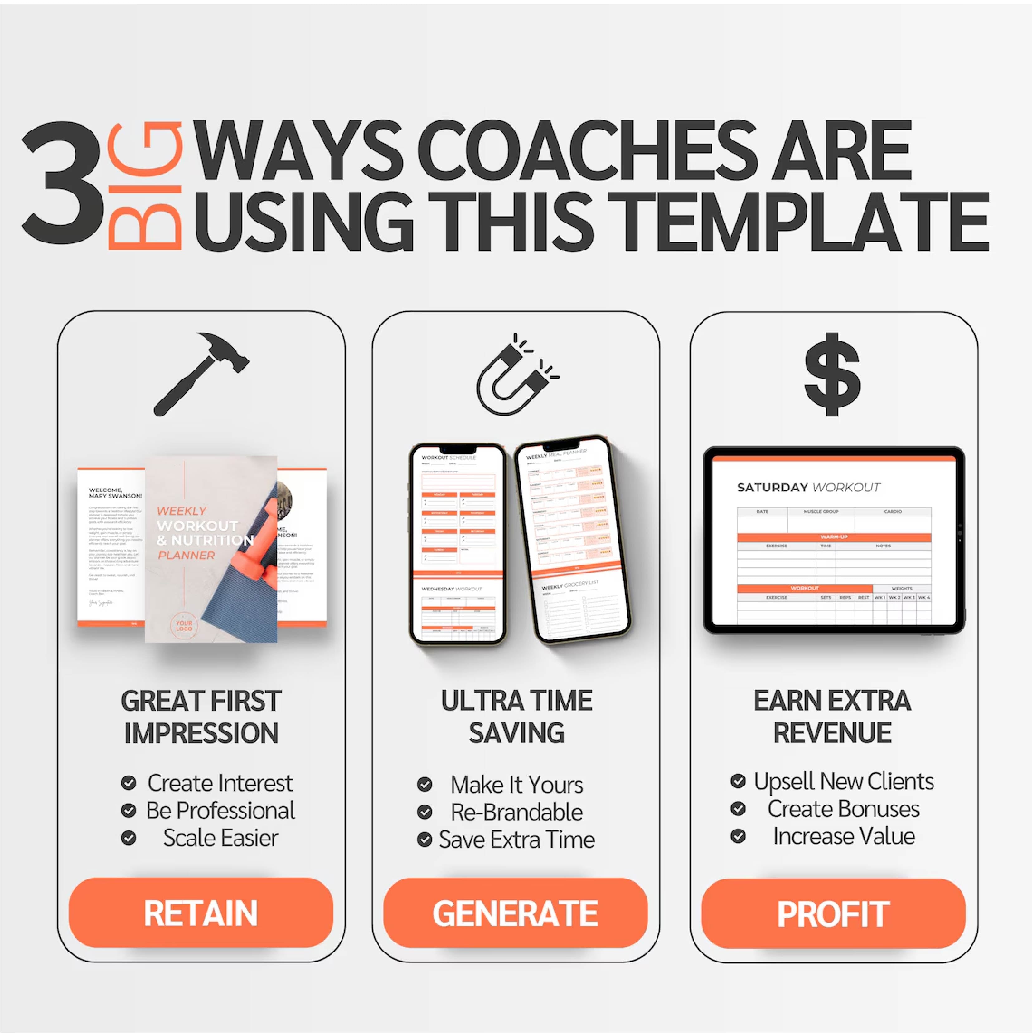 Ultimate Workout &amp; Nutrition Planner (Editable Canva Template)