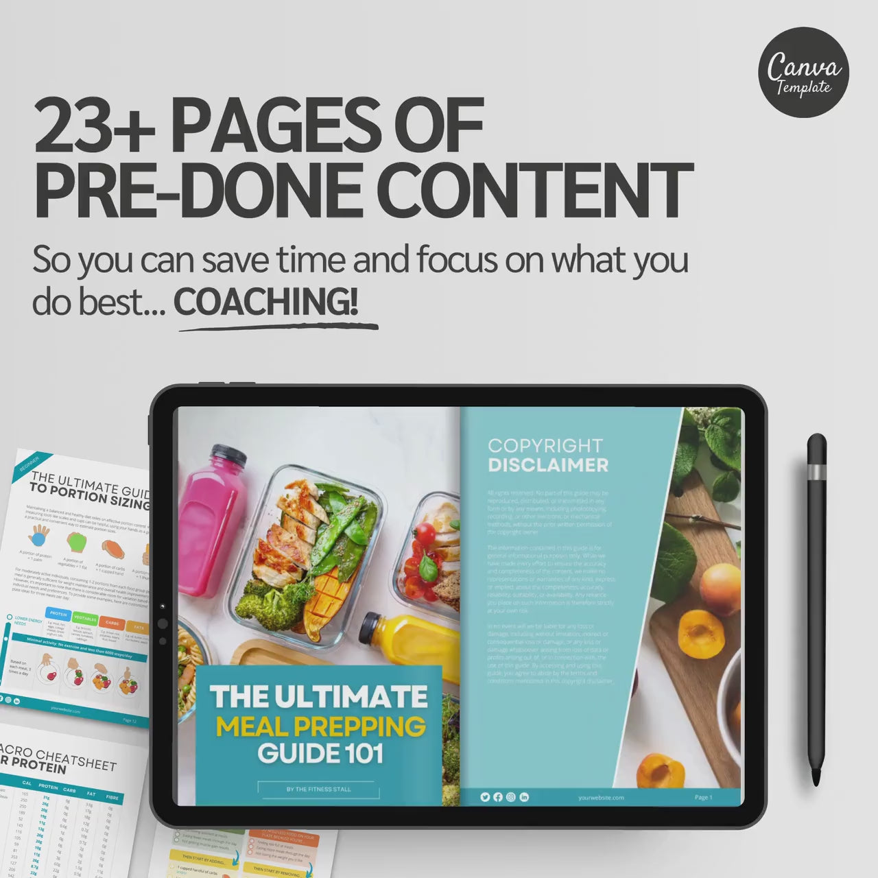 Meal Prep & Nutrition Guide | Rebrand able eBook Template for Trainers & Wellness Pros