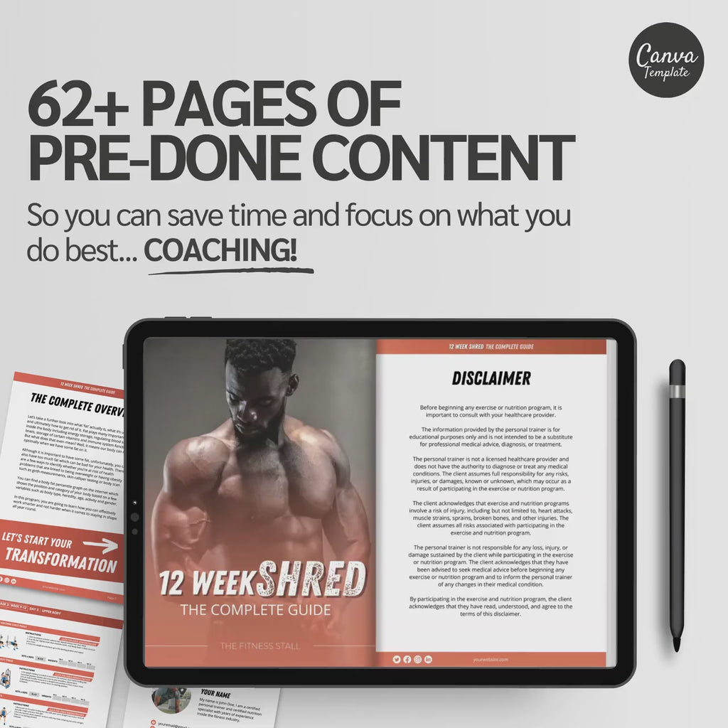 12-Week Fat Loss Program for Men | Editable Canva Template for Fitness Coaches