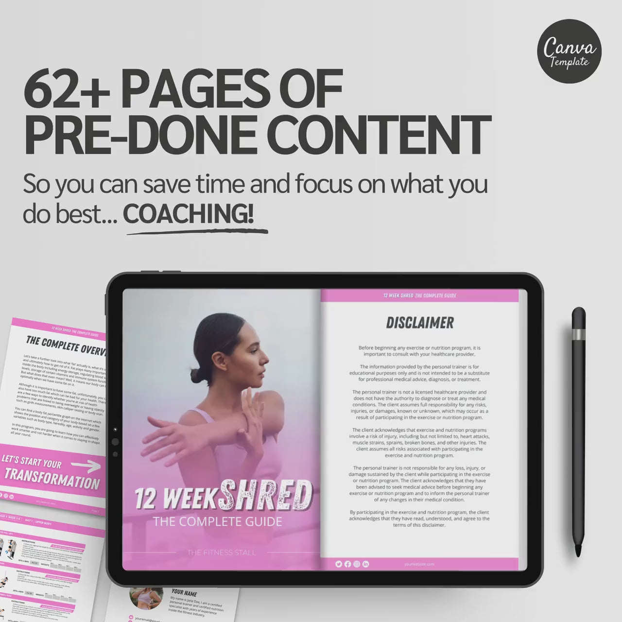 12 Week Fat Loss eBook Template | Rebrand able Fitness Guide for Coaches | Nutrition, Workouts & Recipes | Canva Editable PDF