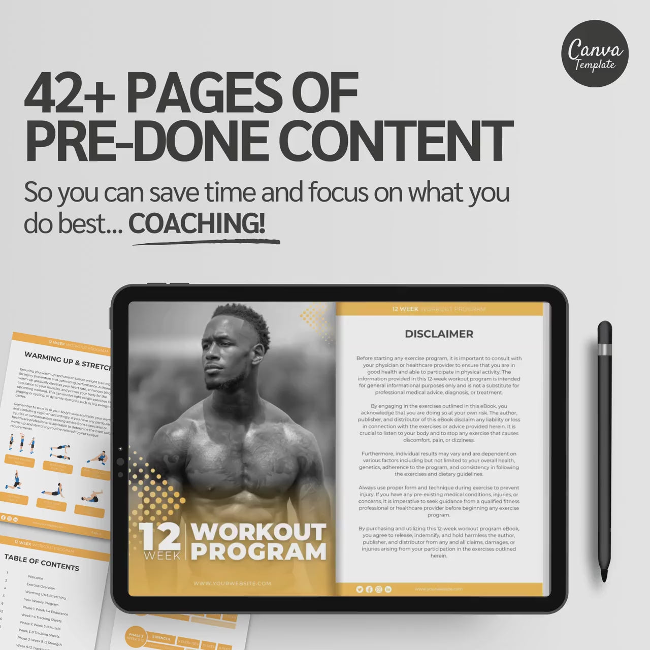 12-Week Gym-Based Fat Loss Program for Men | Editable Canva Fitness Program Template | Health Coaching Resources & Gym eBook
