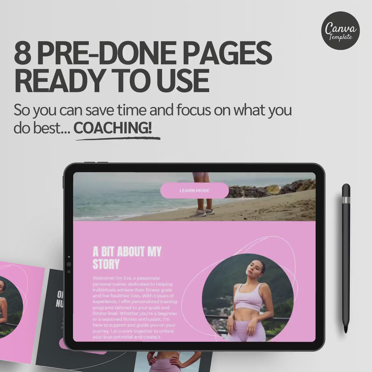 Canva Website Templates for Fitness Coaches | Personal Trainer Website Template | Customizable Fitness Coaching Website Design