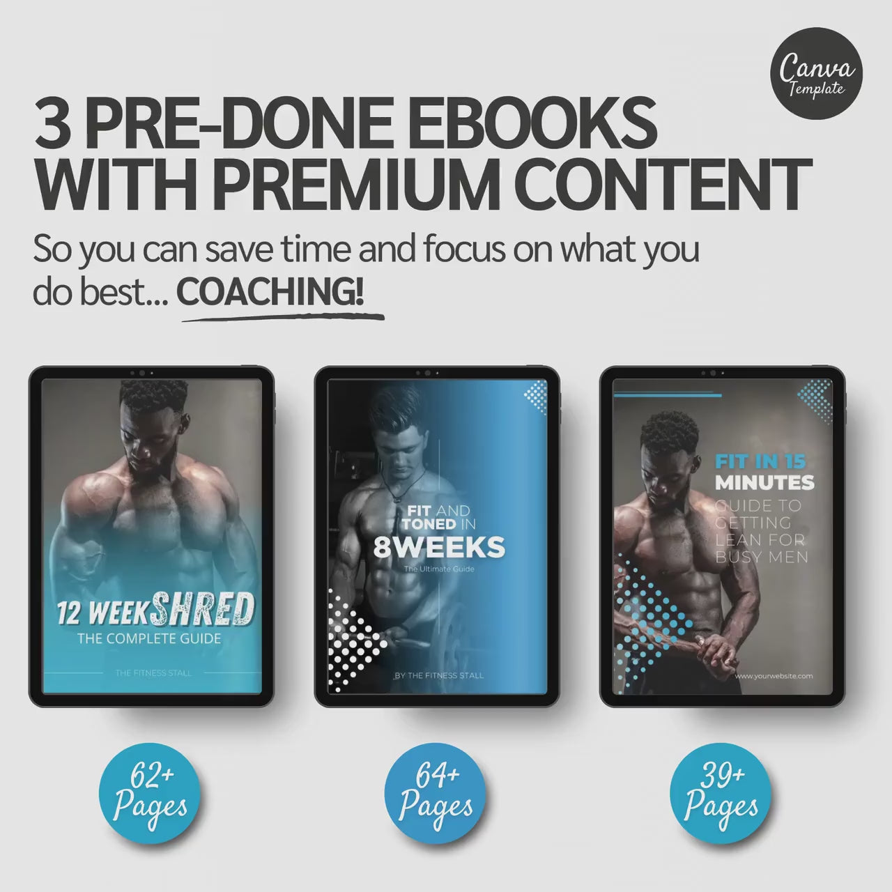 Ultimate Fitness Bundle for Men | 12-Week Fat Loss, 8-Week Fit & Tone & 4-Week Weight Loss Programs | Canva Templates for Coaches